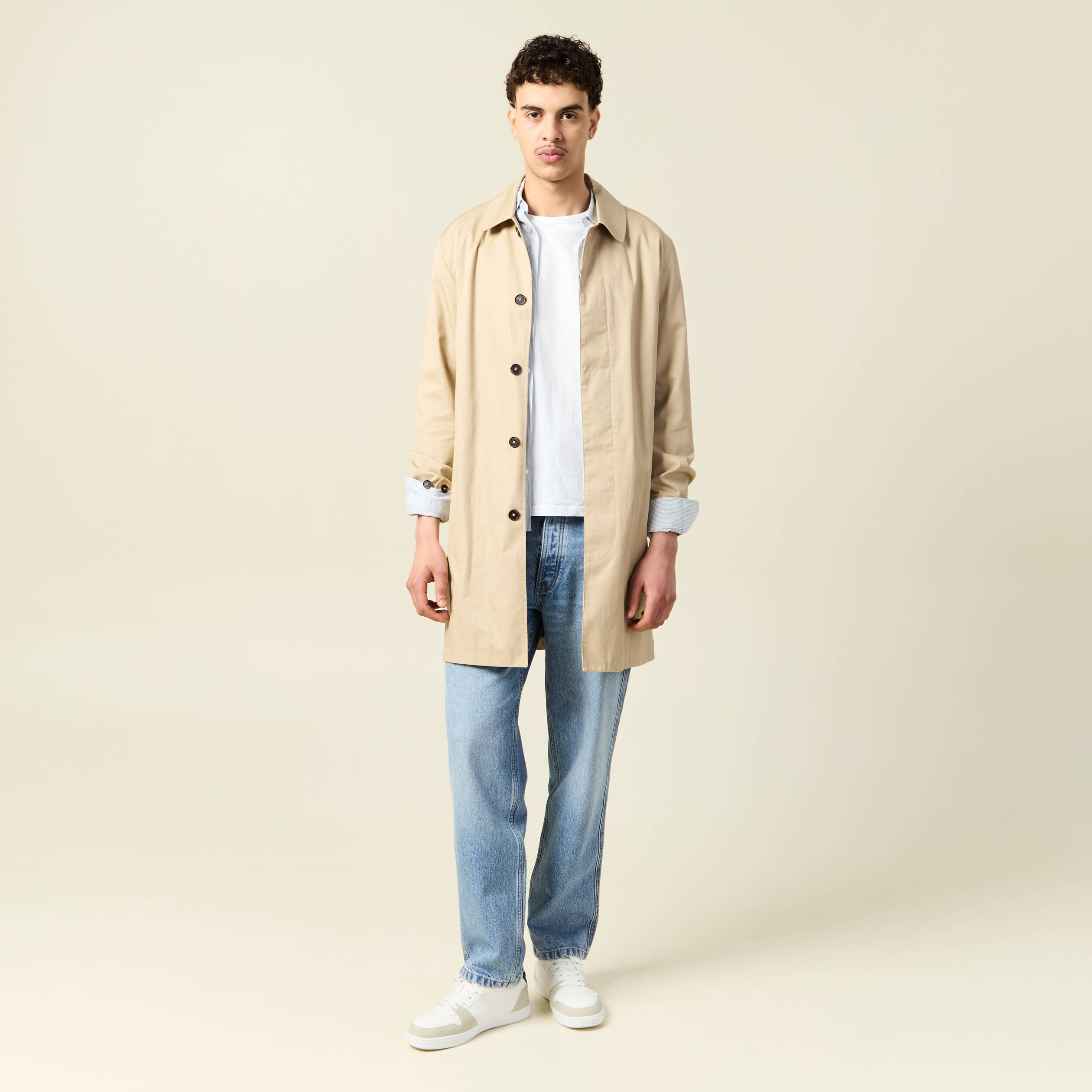Jeans large relaxed denim bleach homme
