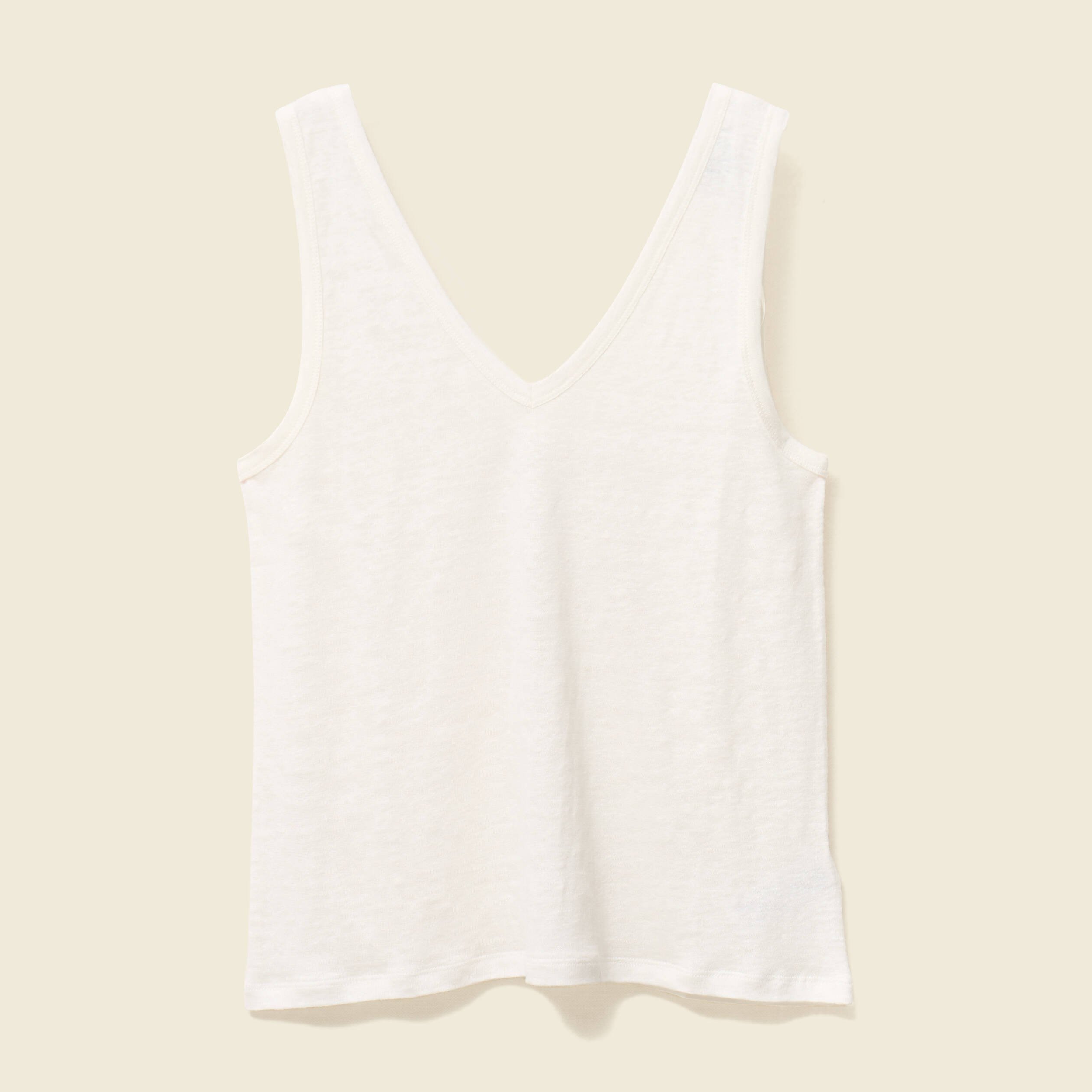debardeur sans manches en lin ecru femme Débardeur sans manches en lin ecru femme