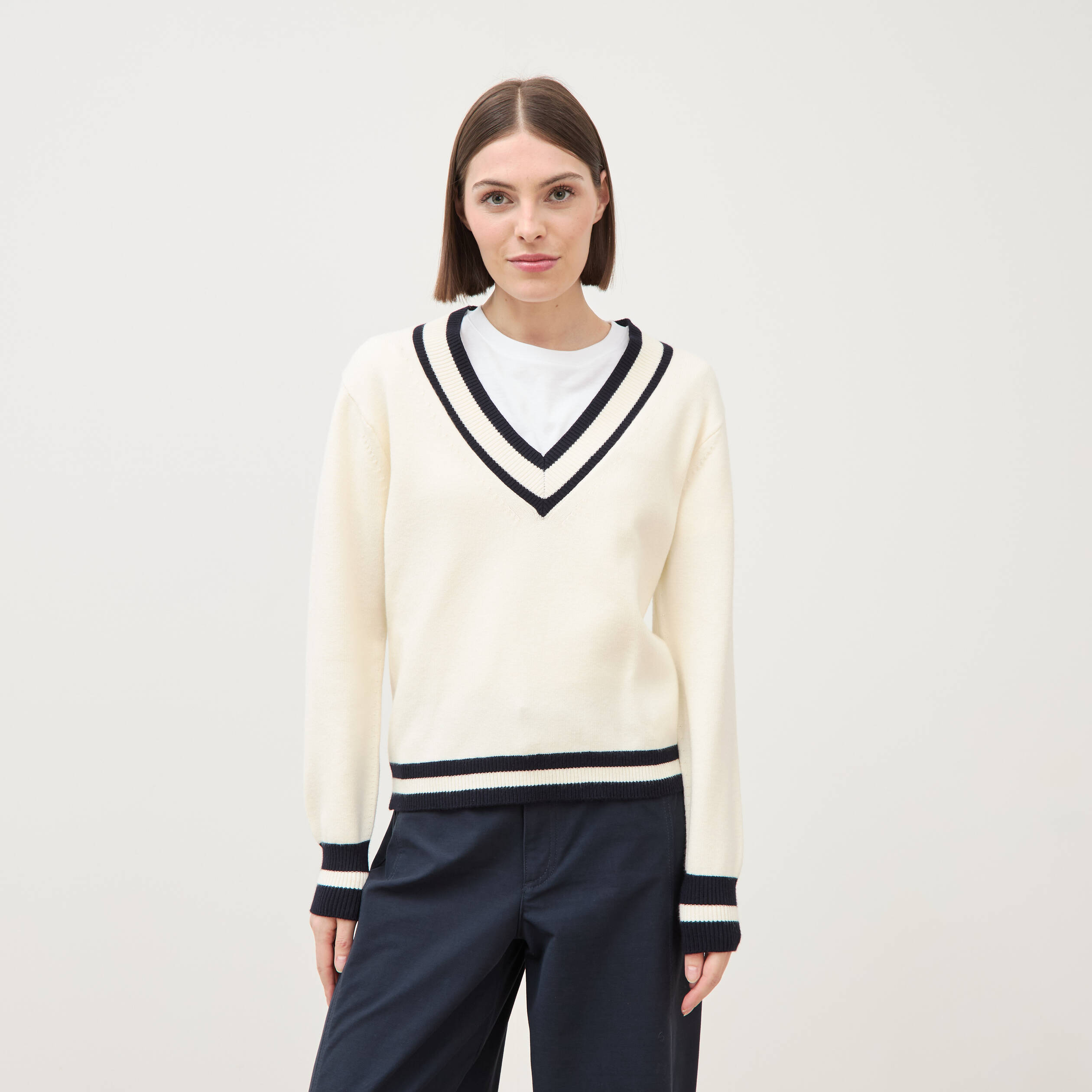 Pull manches longues ecru femme