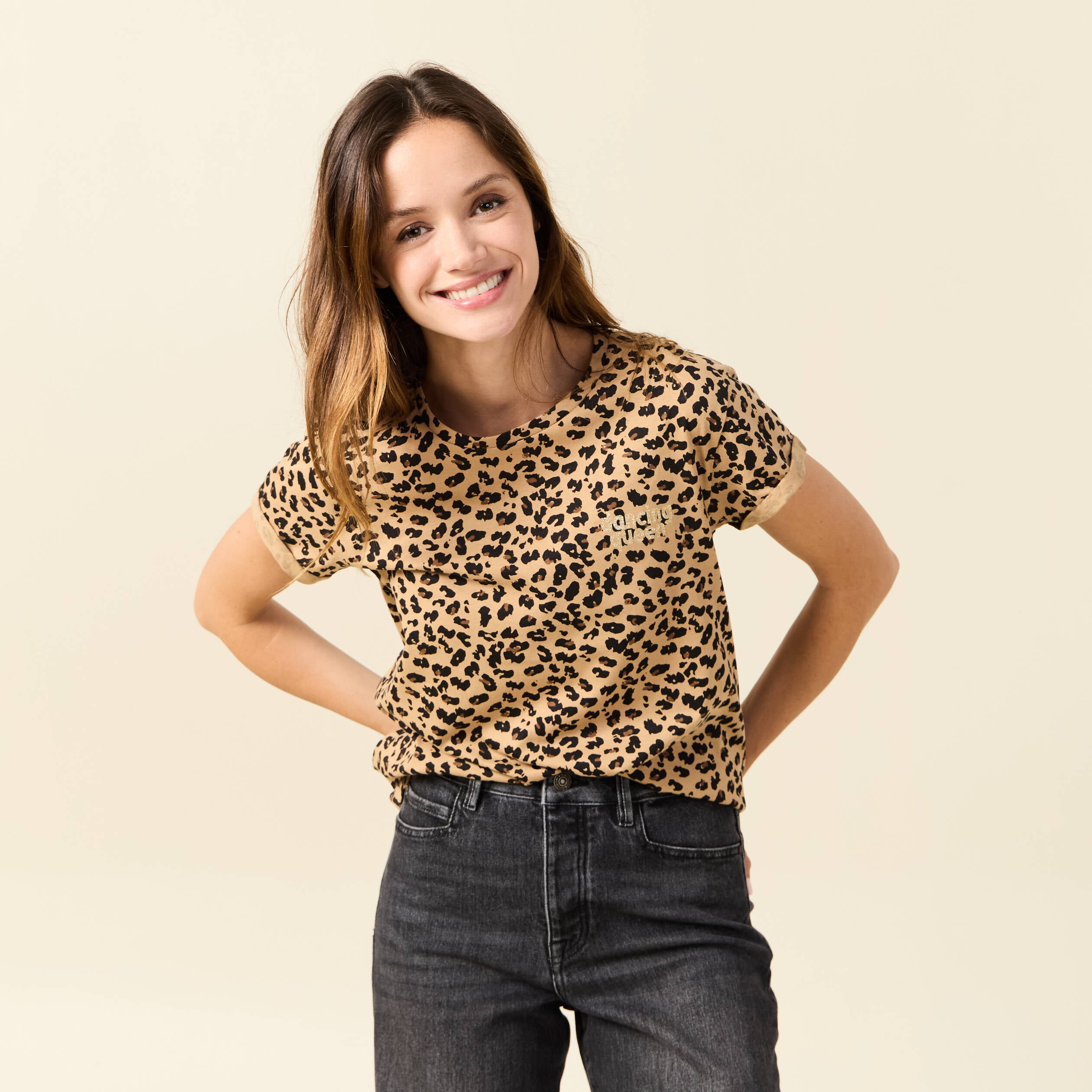 T-shirt manches courtes camel femme