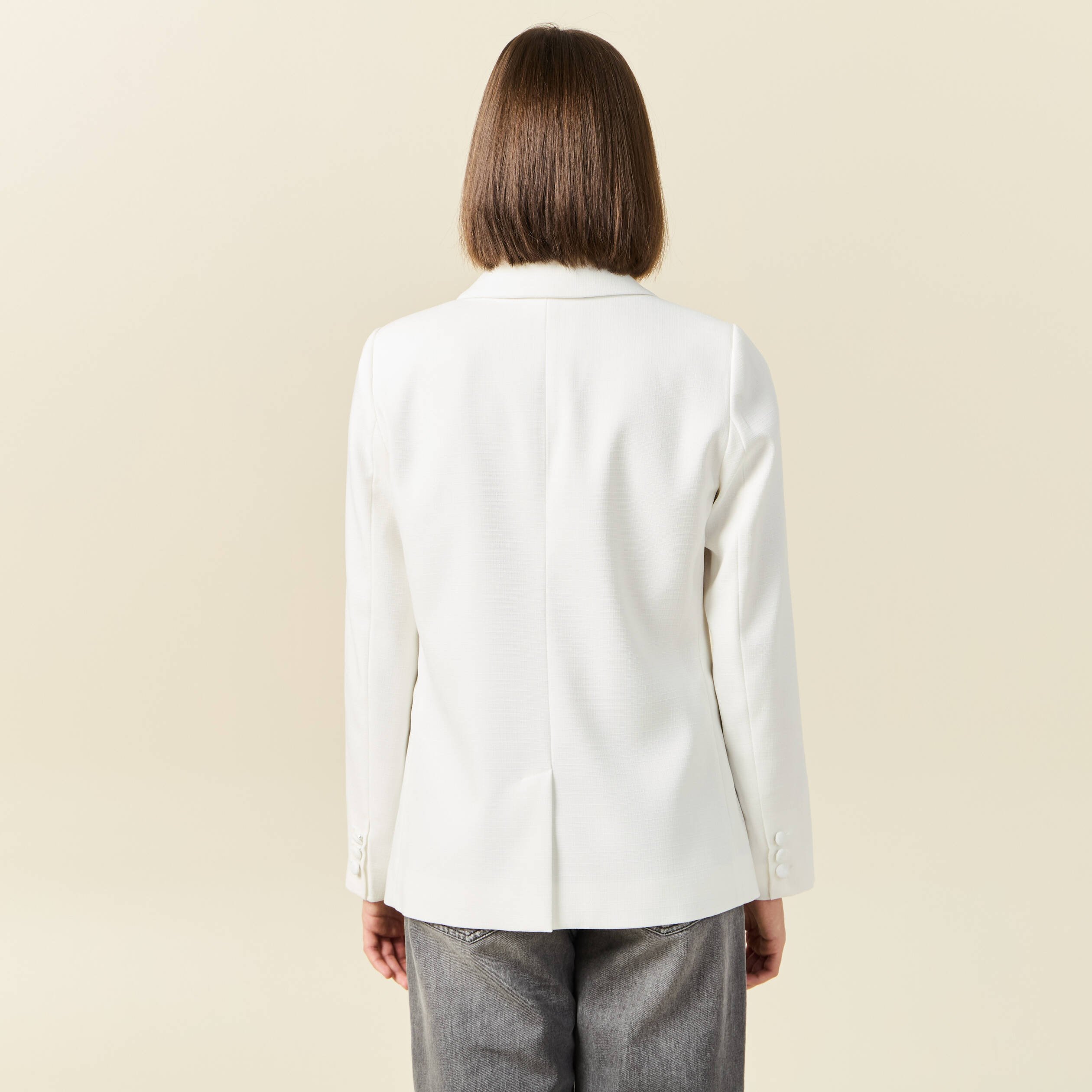 veste esprit blazer droite ecru femme Veste esprit blazer droite ecru femme