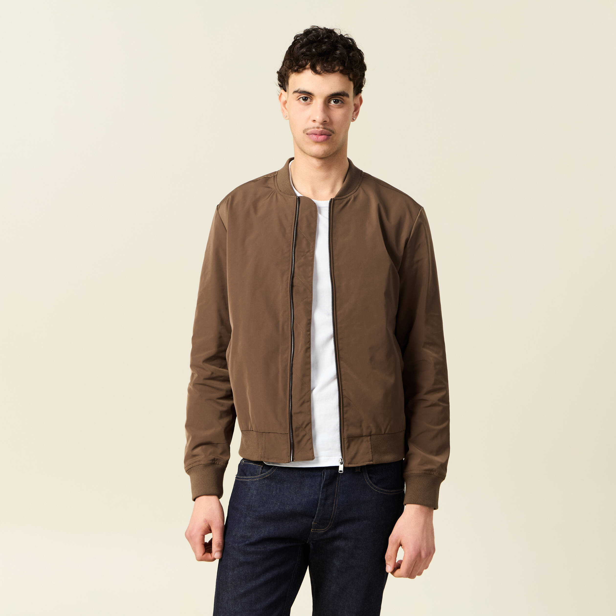 blouson teddy eco responsable marron homme Blouson teddy éco-responsable marron homme