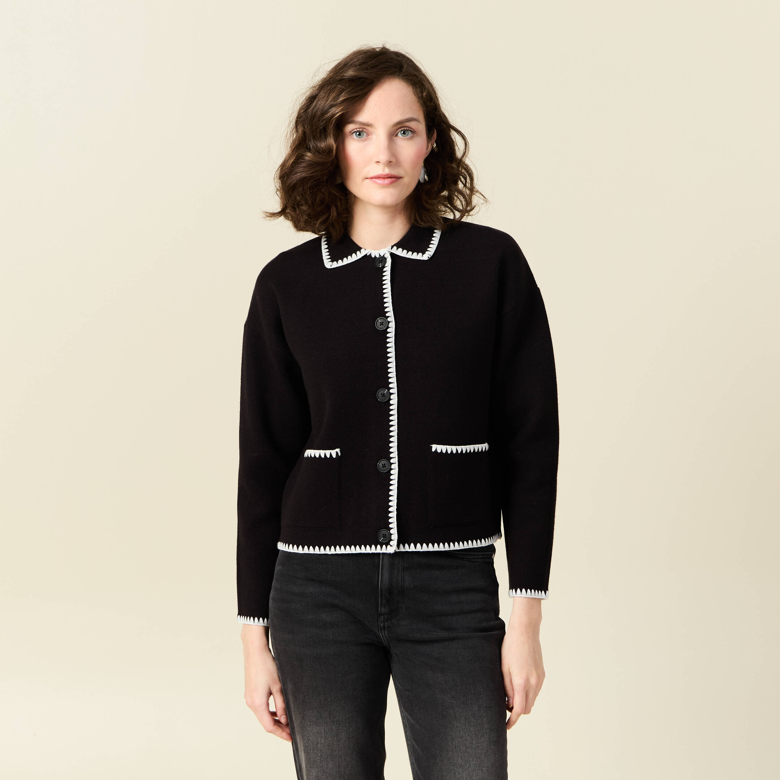 gilet manches longues noir femme Gilet manches longues noir femme