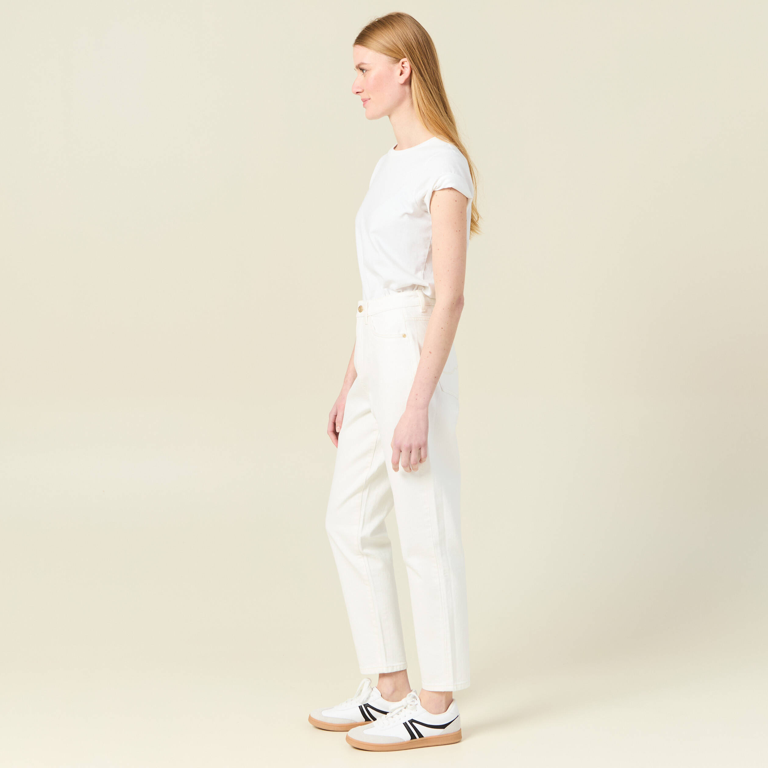 jeans mom 78eme denim blanc femme Jeans mom 7/8ème denim blanc femme