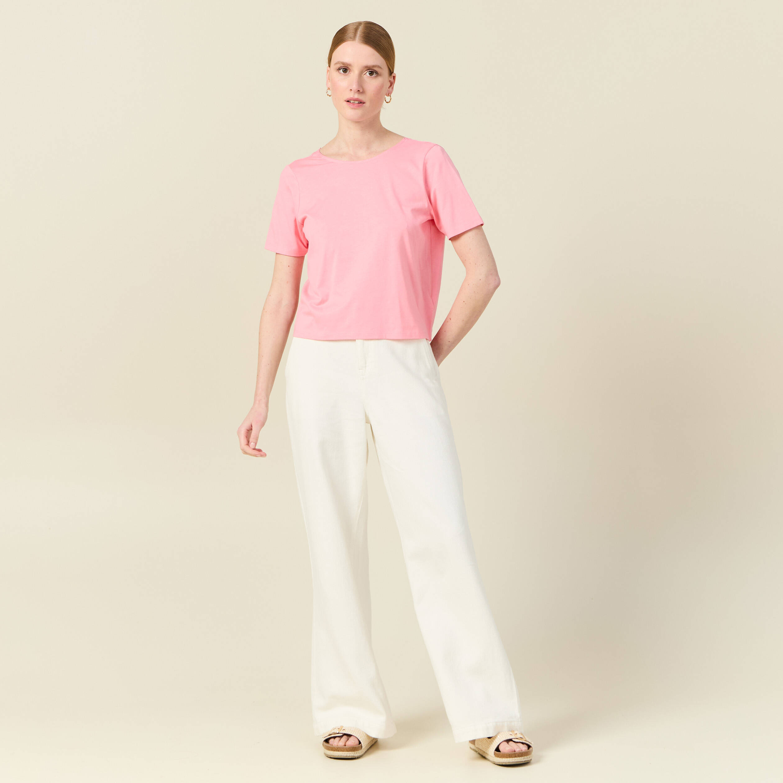 t shirt manches courtes rose femme T-shirt manches courtes rose femme