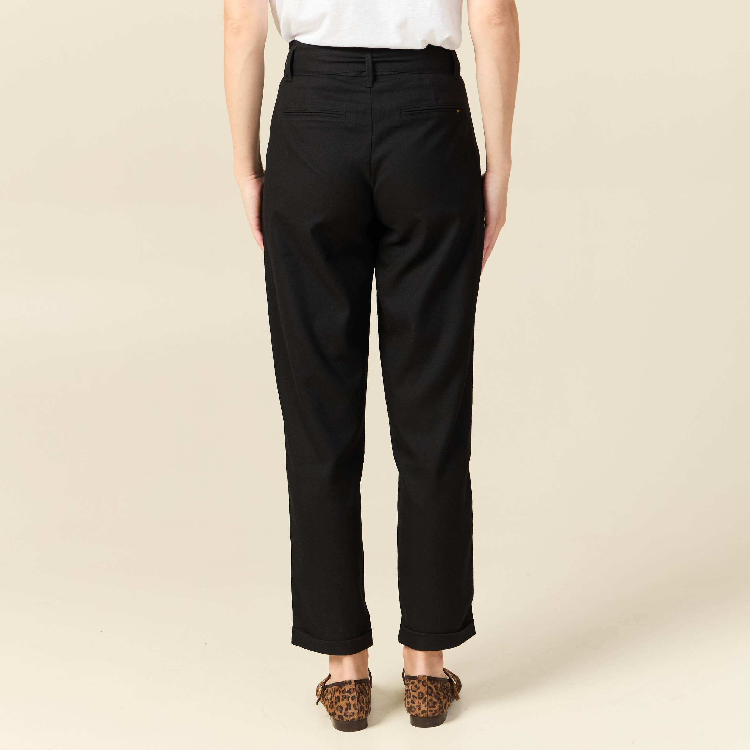 Pantalon paperbag noir femme