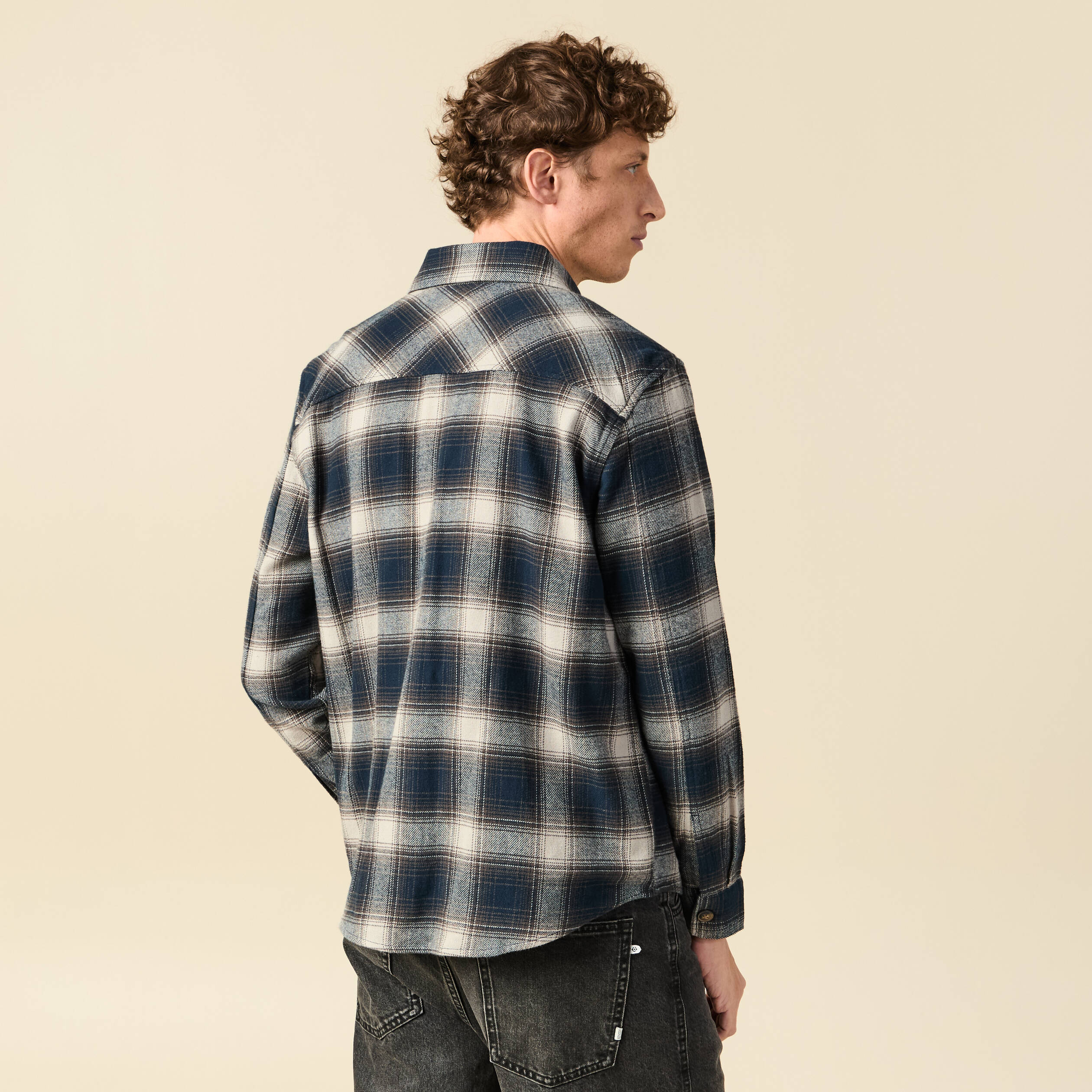 Surchemise oversize en coton bleu marine homme
