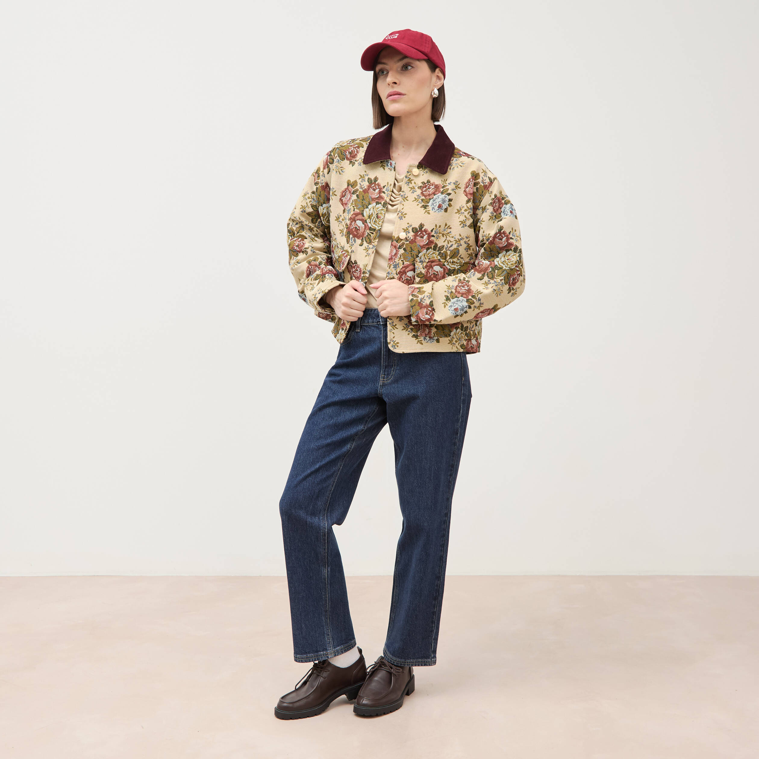 Veste manches longues doubl&eacute;e beige femme