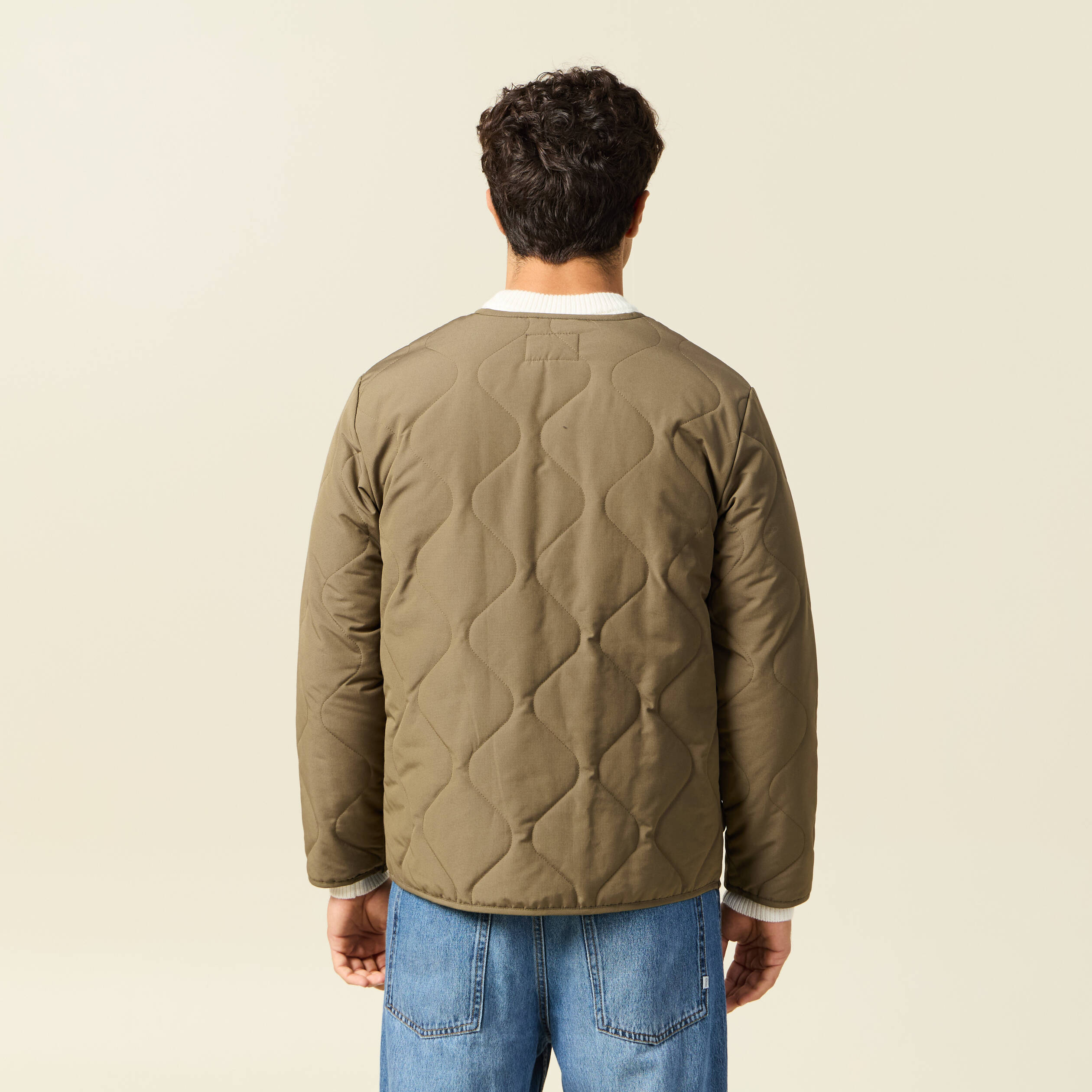 Doudoune manches longues doubl&eacute;e vert kaki homme