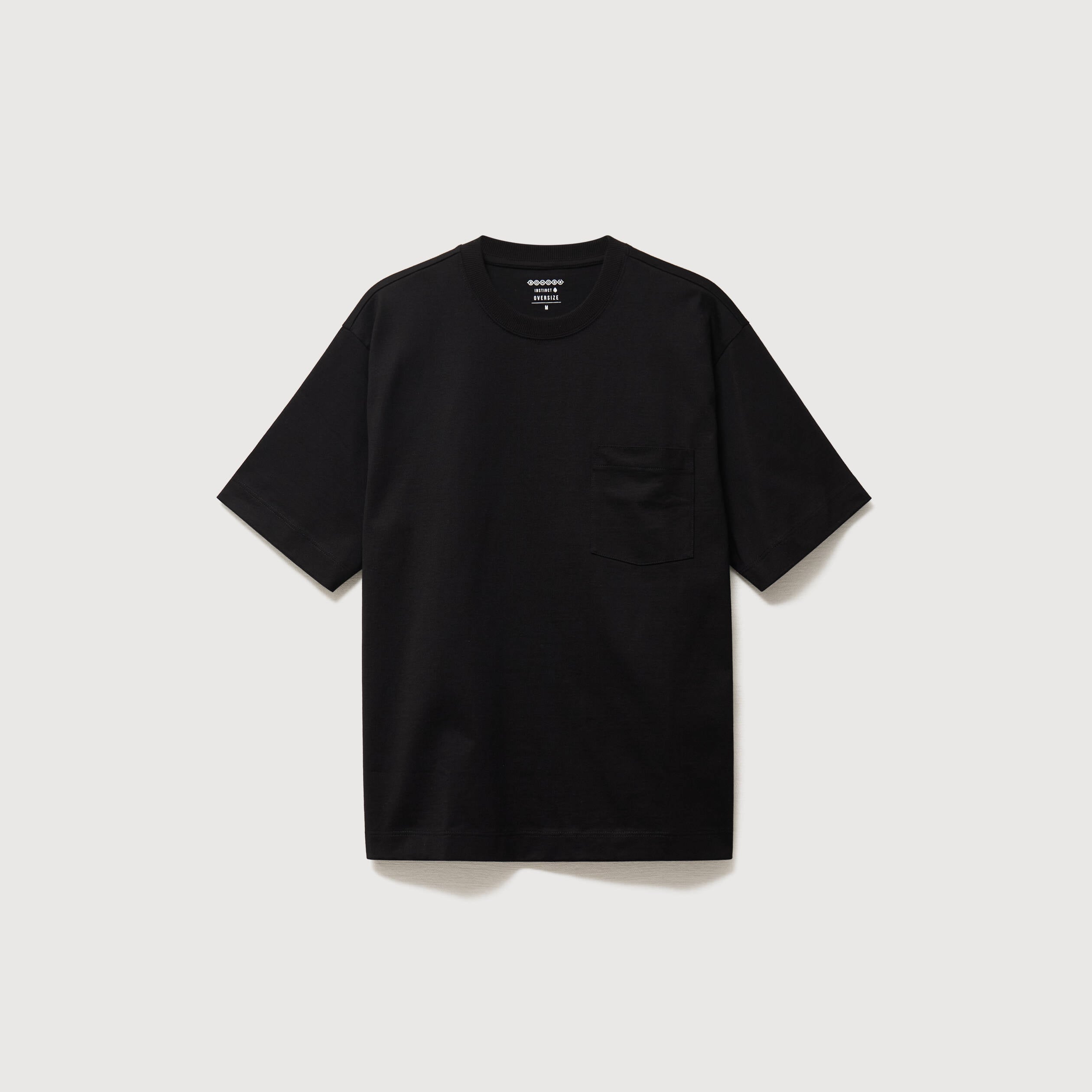 T-shirt droit en coton col ras du cou noir homme