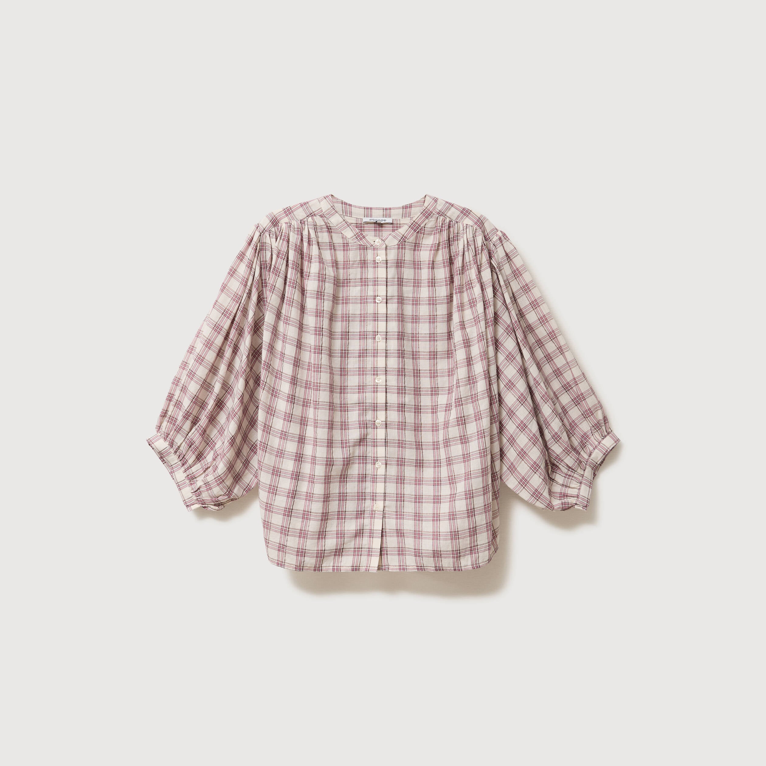 Chemise oversize &agrave; carreaux marron cognac femme