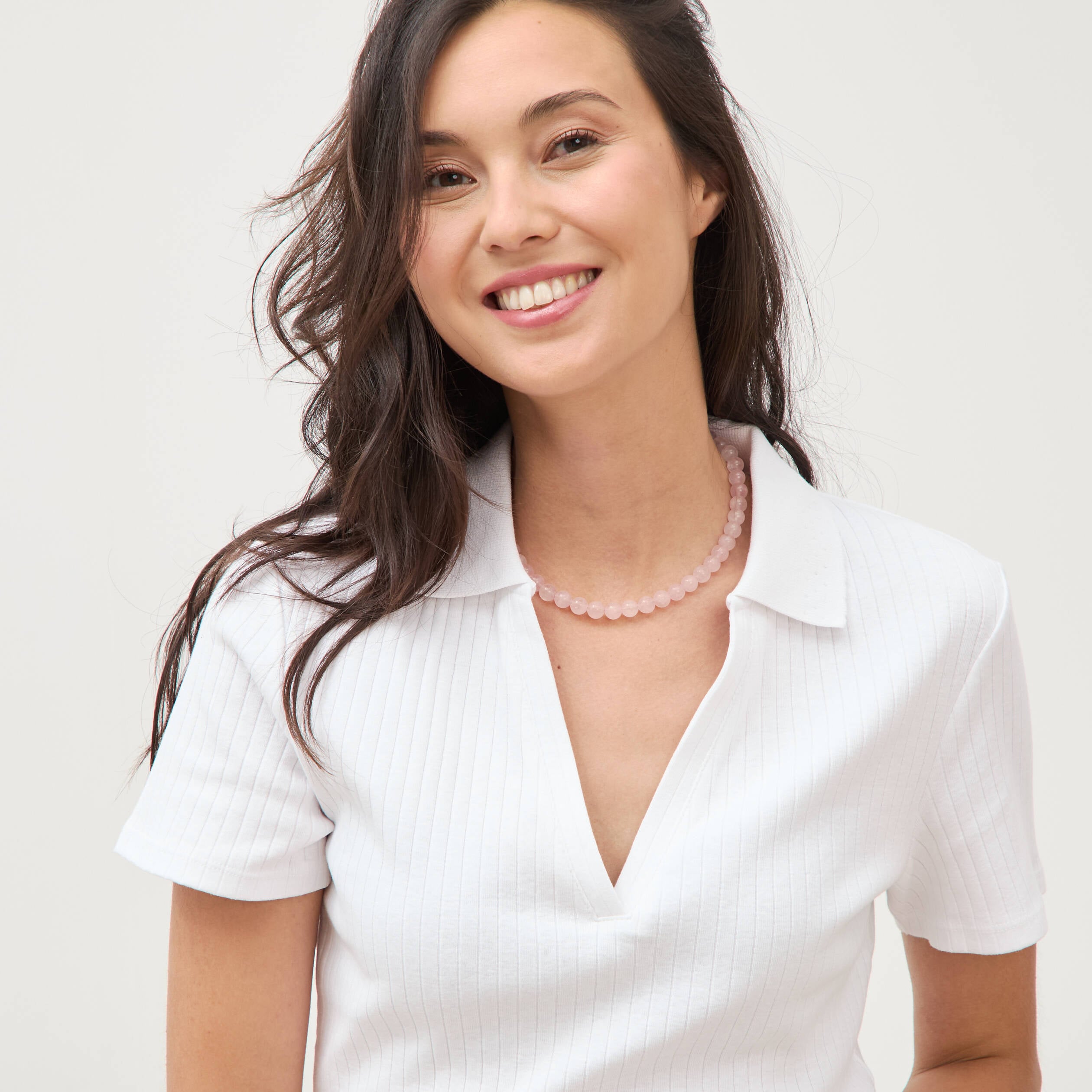 Polo manches courtes blanc femme