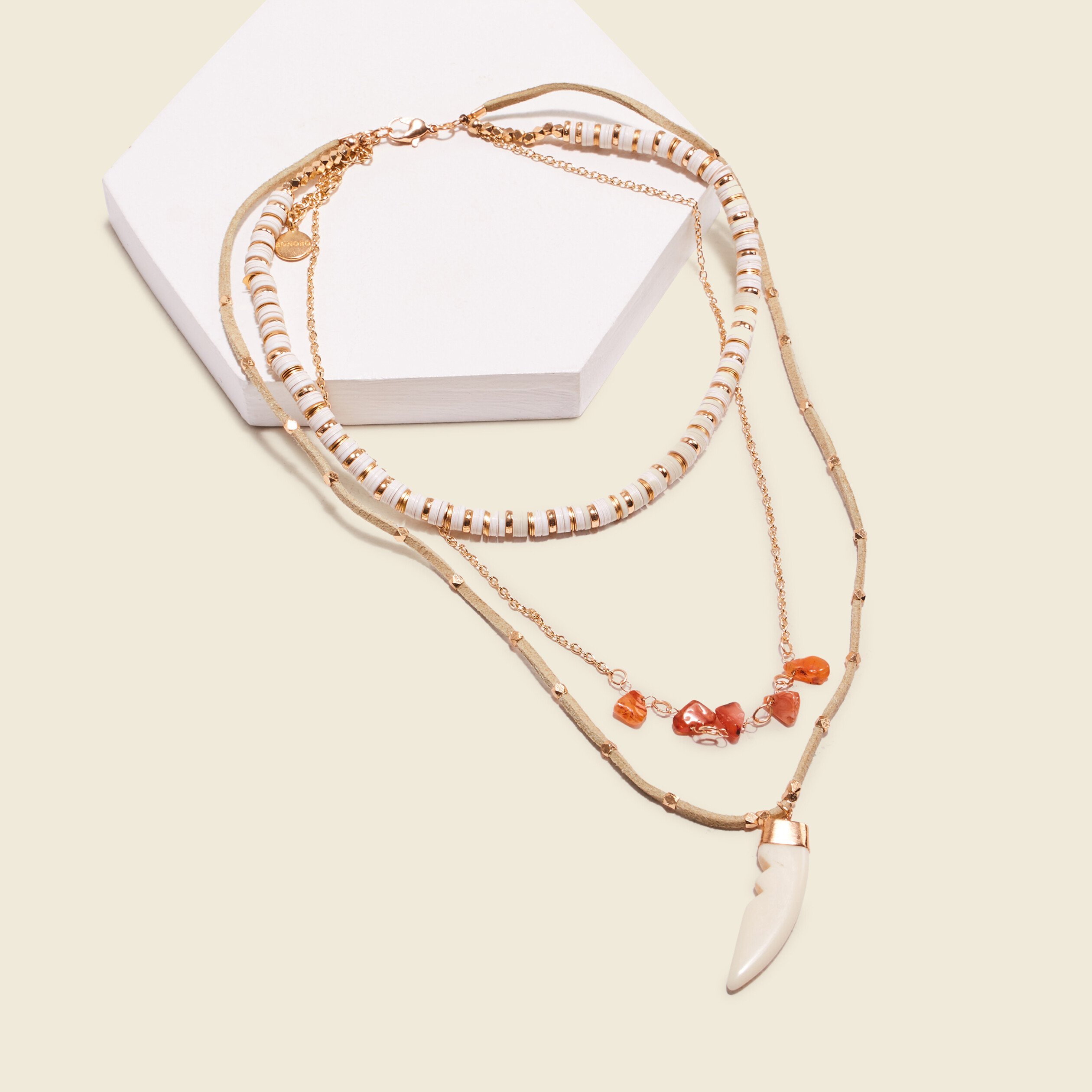 collier multirangs ecru femme Collier multirangs ecru femme