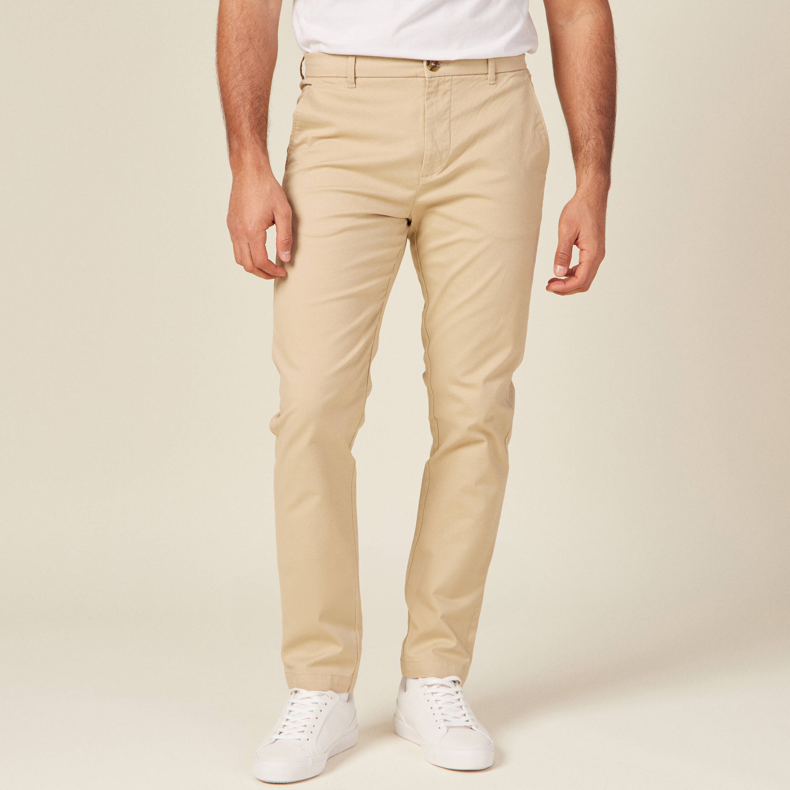 Pantalon chino tappered beige homme