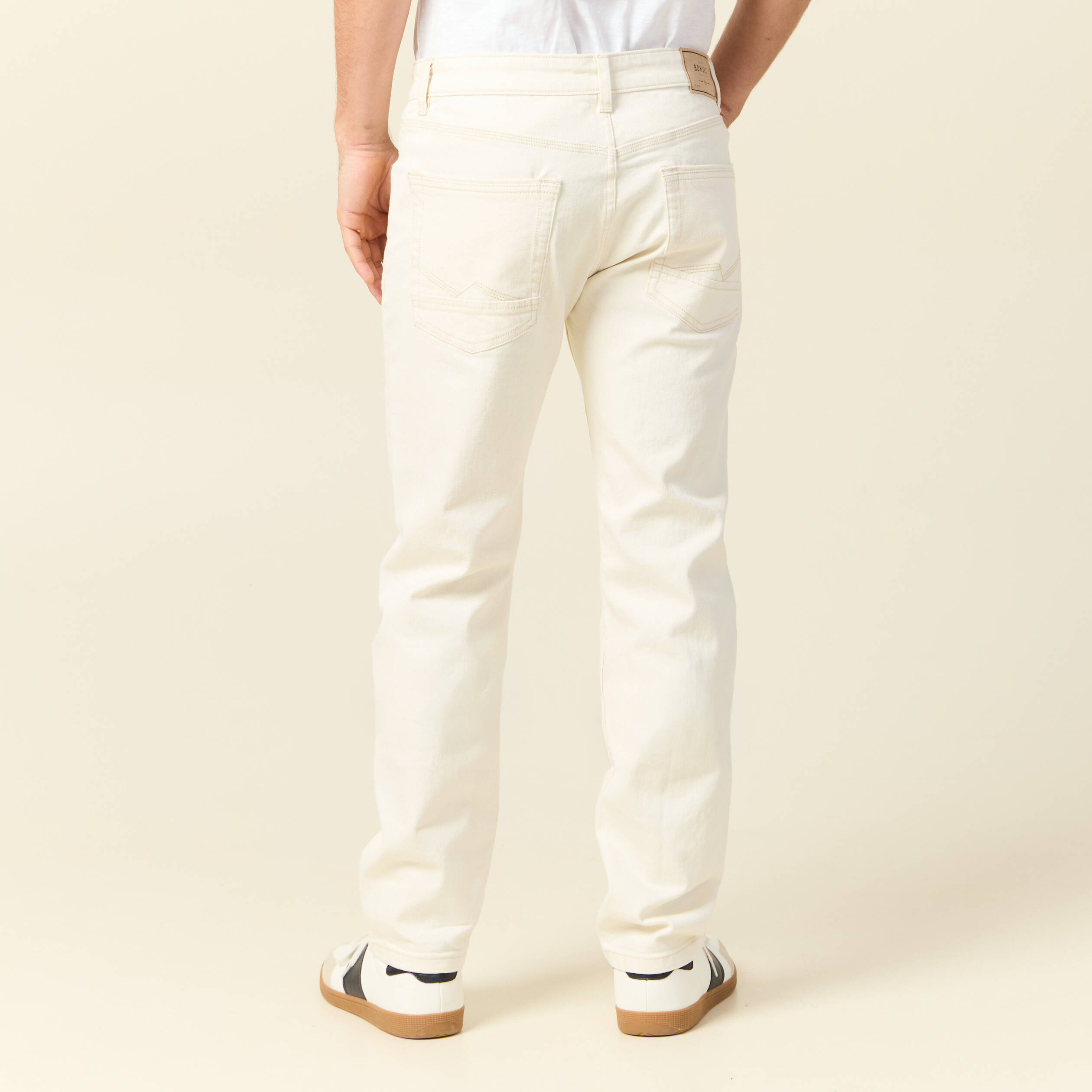 jeans straight 5 poches ecru homme Jeans straight 5 poches ecru homme