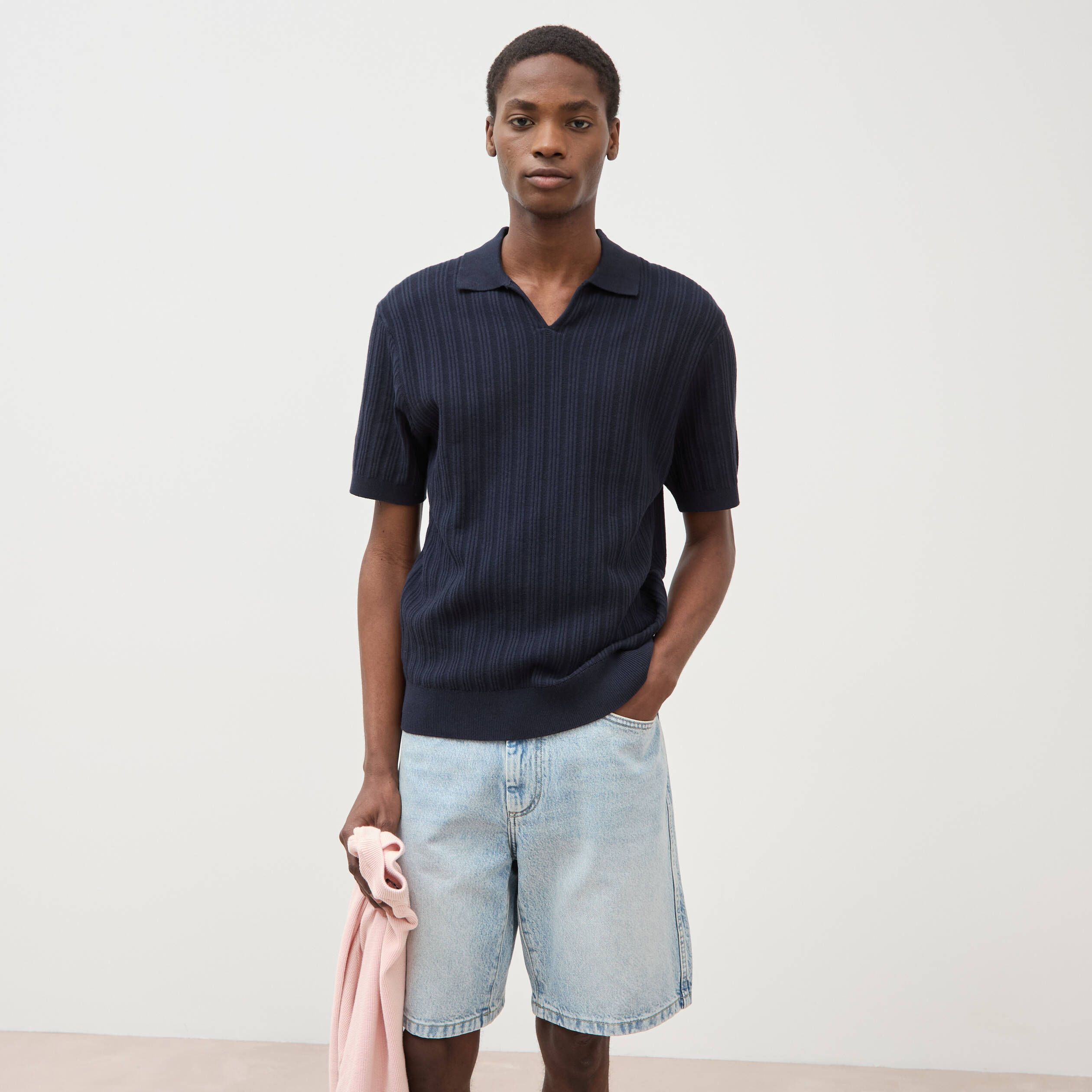Polo manches courtes bleu marine homme