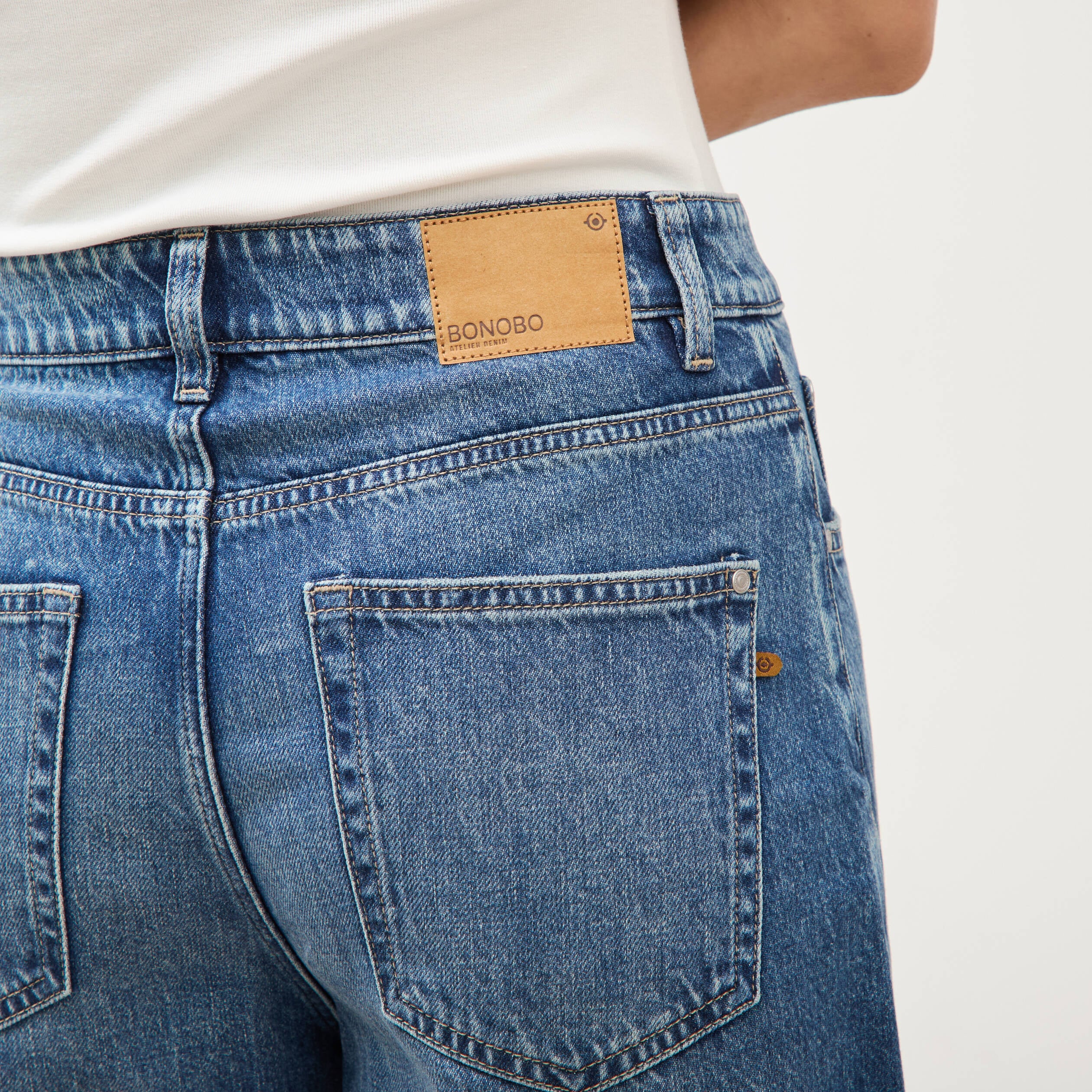 Jeans loose en coton denim used femme