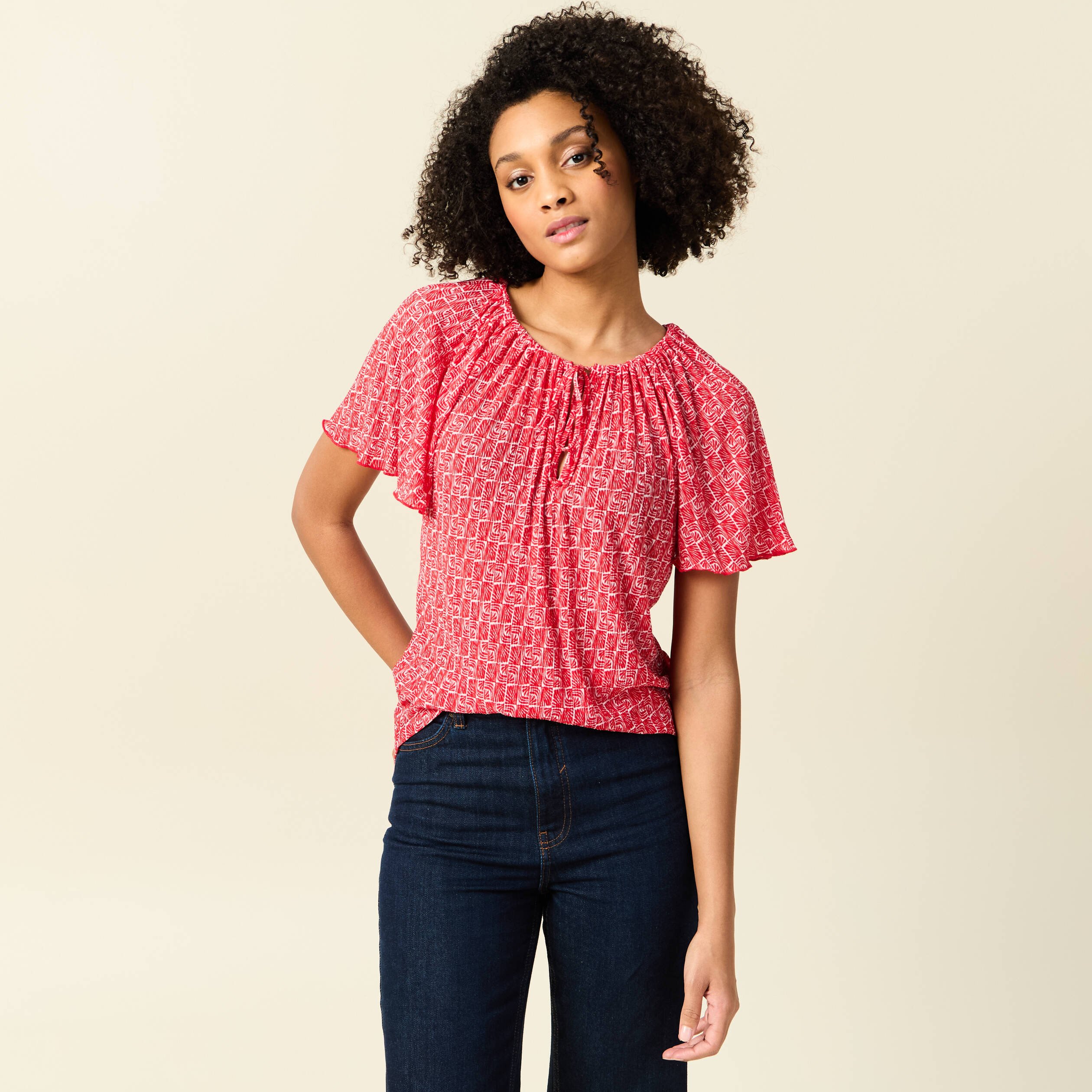 t shirt manches courtes rouge femme T-shirt manches courtes rouge femme