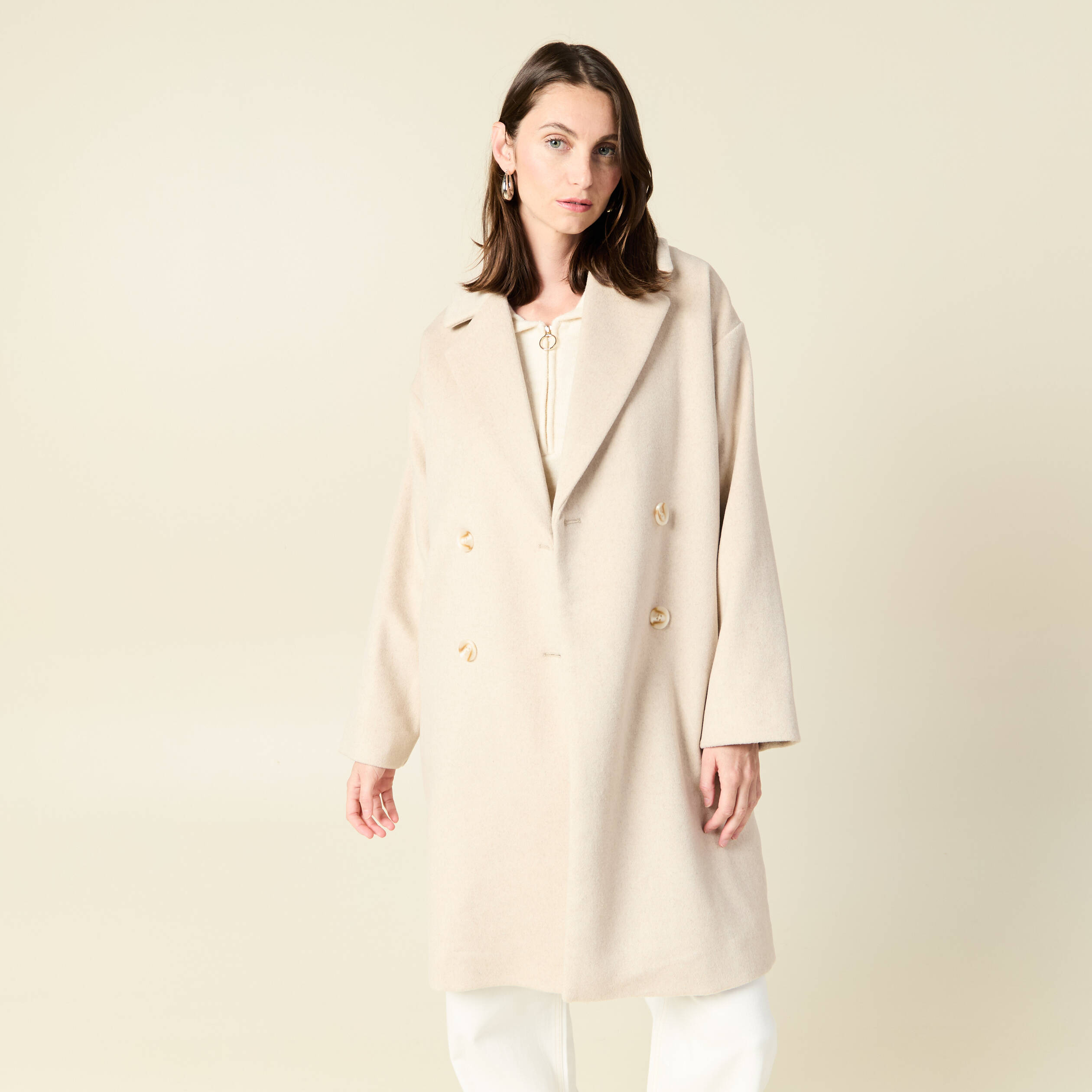 manteau long oversize creme femme Manteau long oversize creme femme