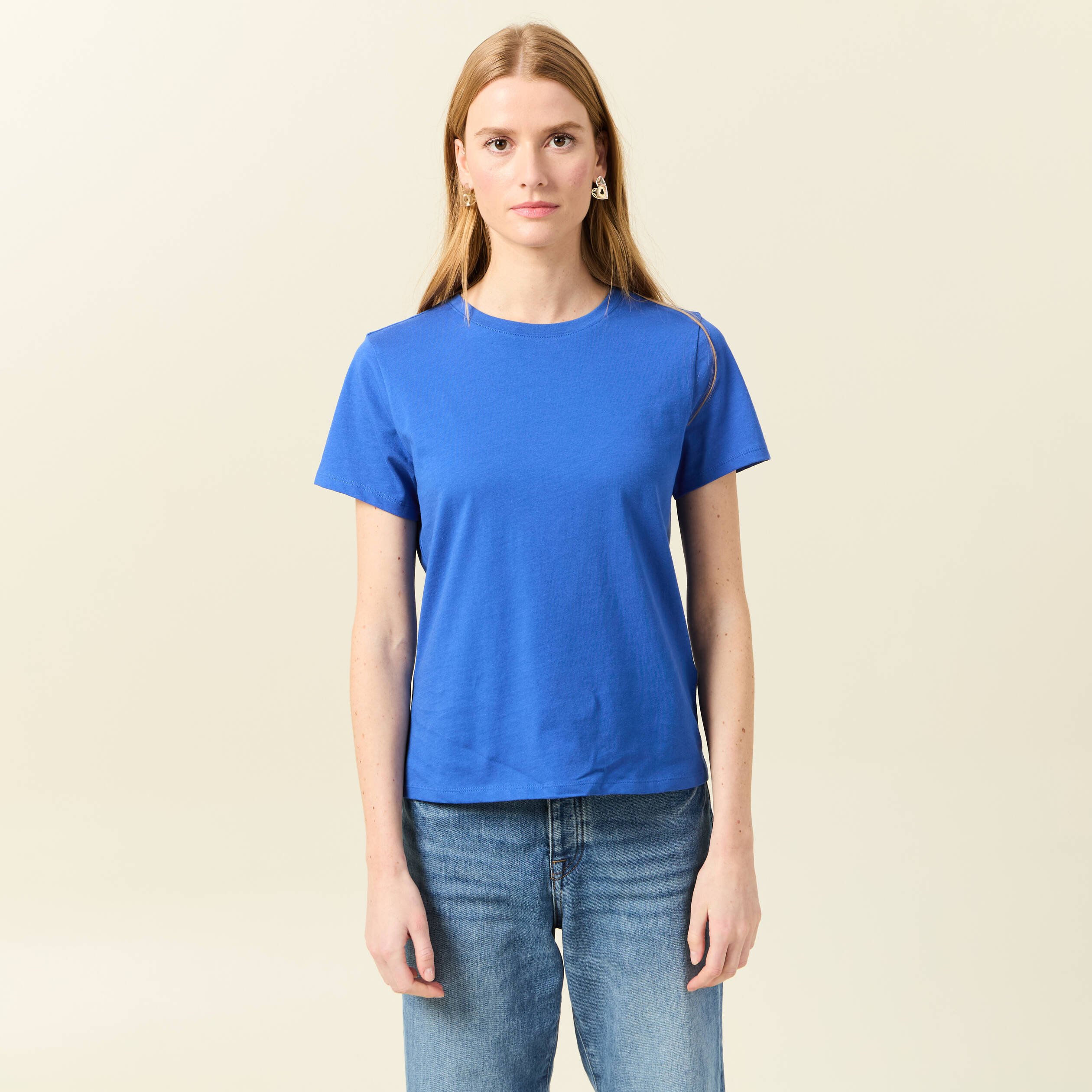 t shirt manches courtes bleu electrique femme T-shirt manches courtes bleu electrique femme