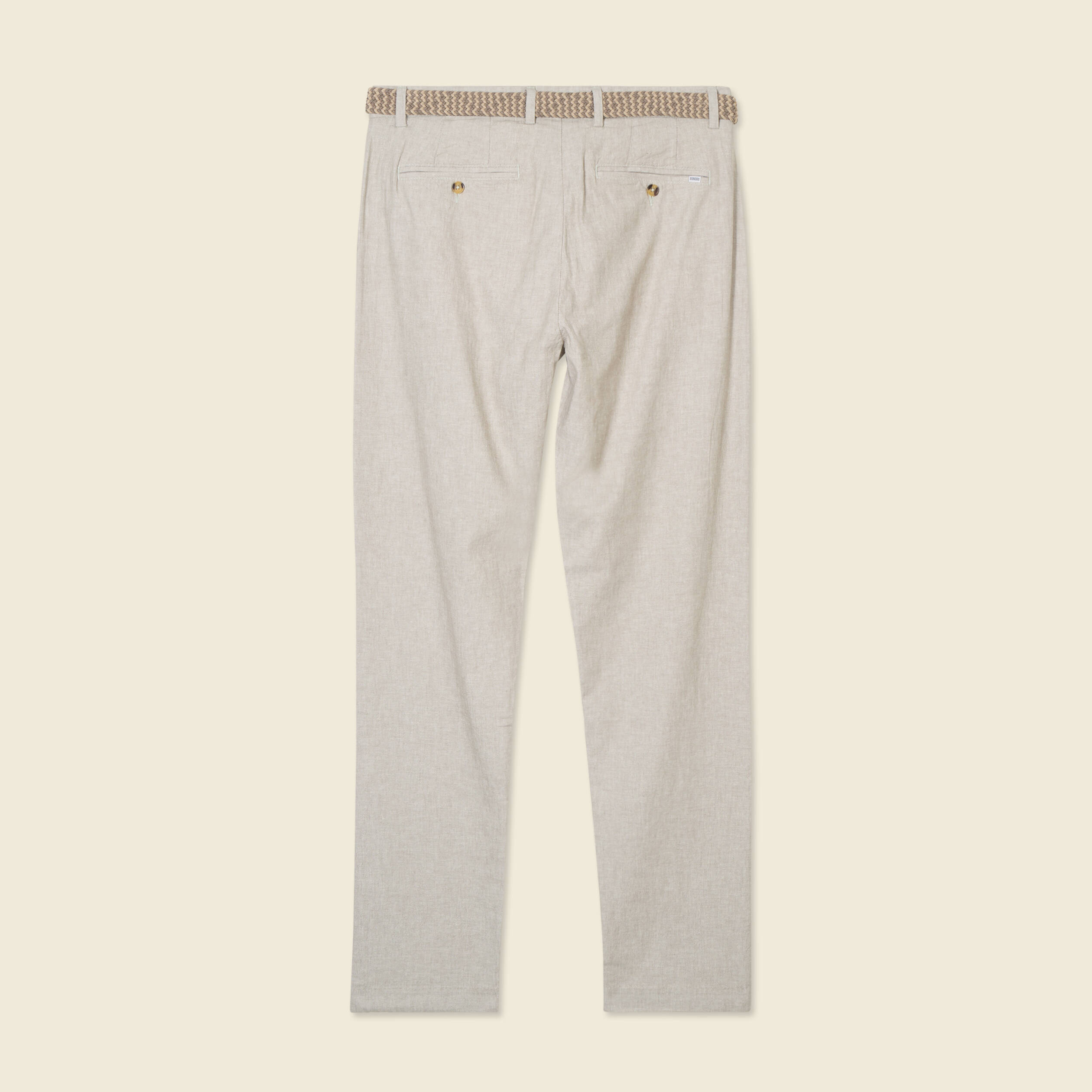 Pantalon chino longueur 32 avec ceinture gris homme