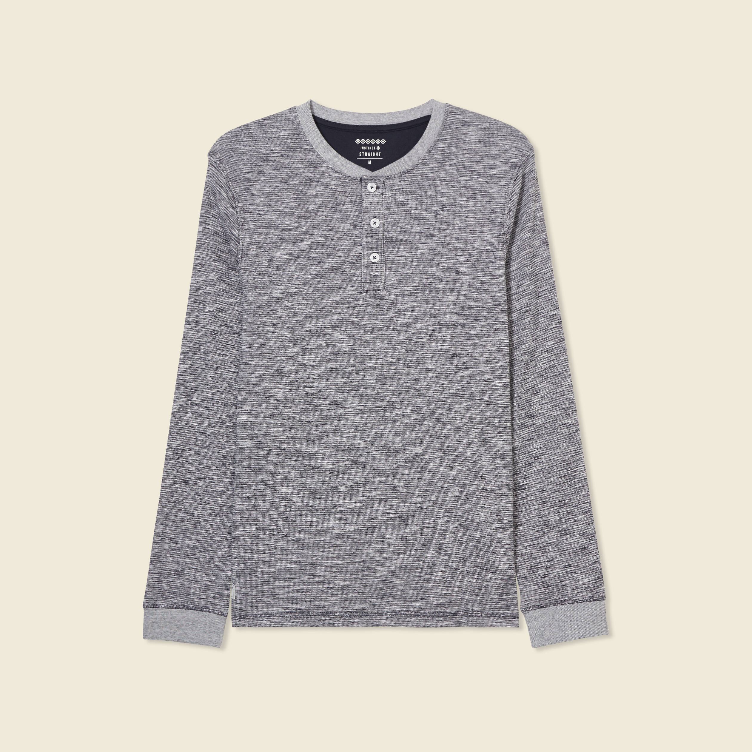 T-shirt en coton manches longues bleu fonc&eacute; homme
