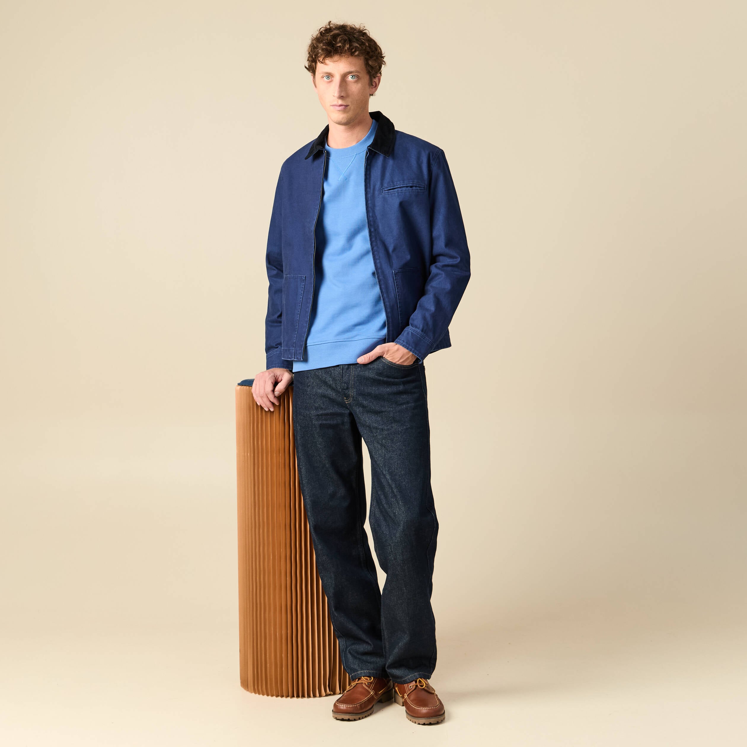 Sweat manches longues en coton bleu violet homme