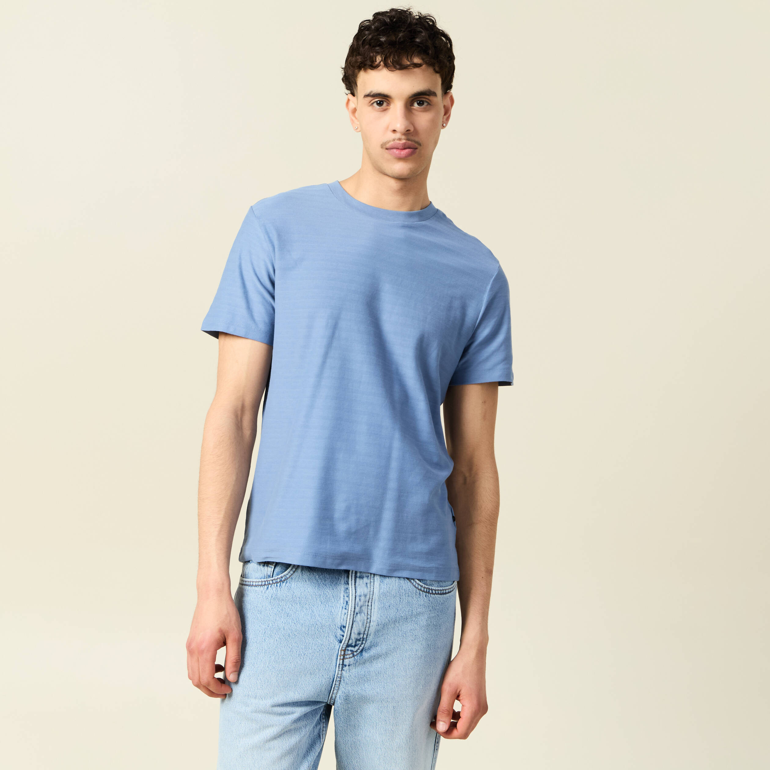 t shirt manches courtes bleu gris homme T-shirt manches courtes bleu gris homme