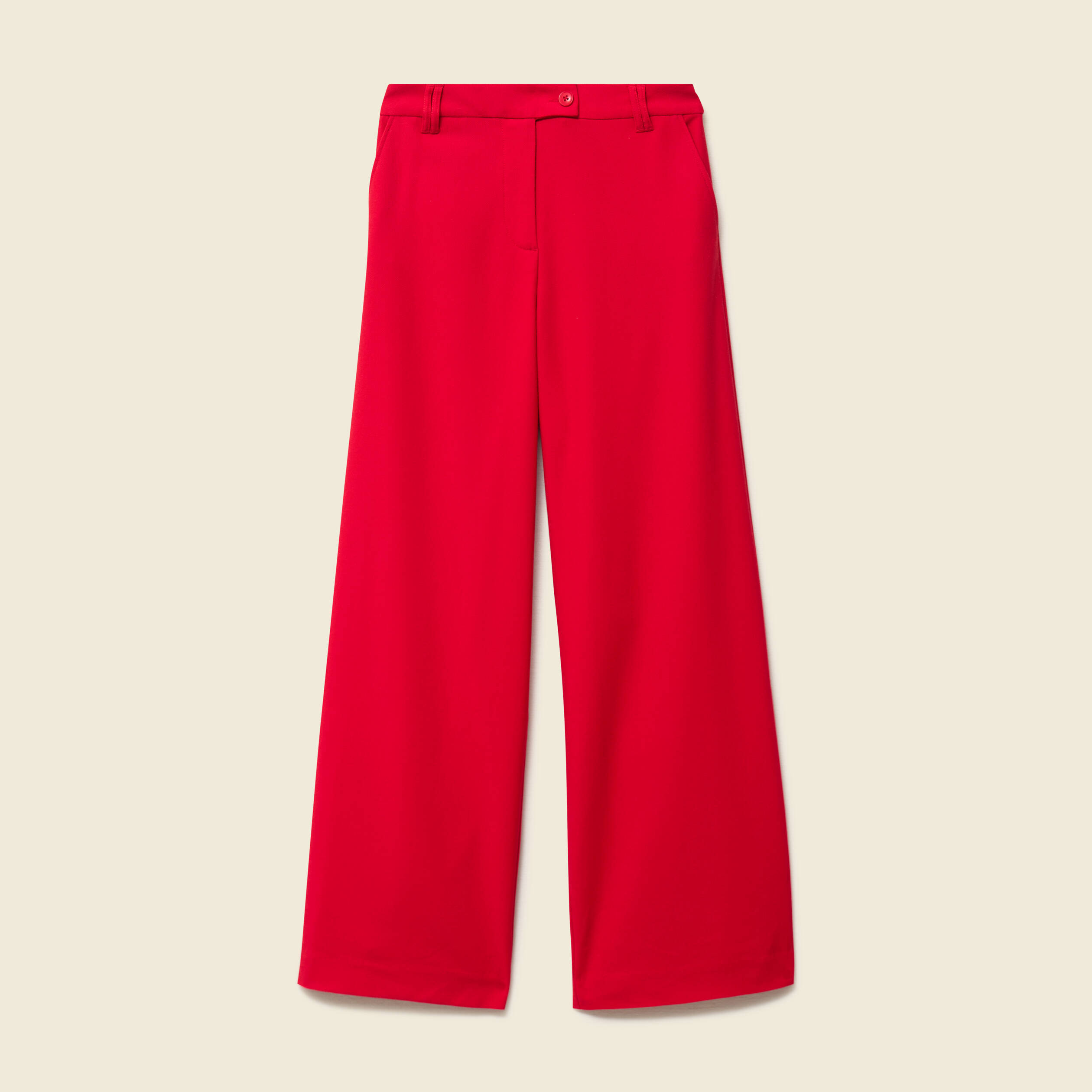 Pantalon loose taille standard fluide rouge femme