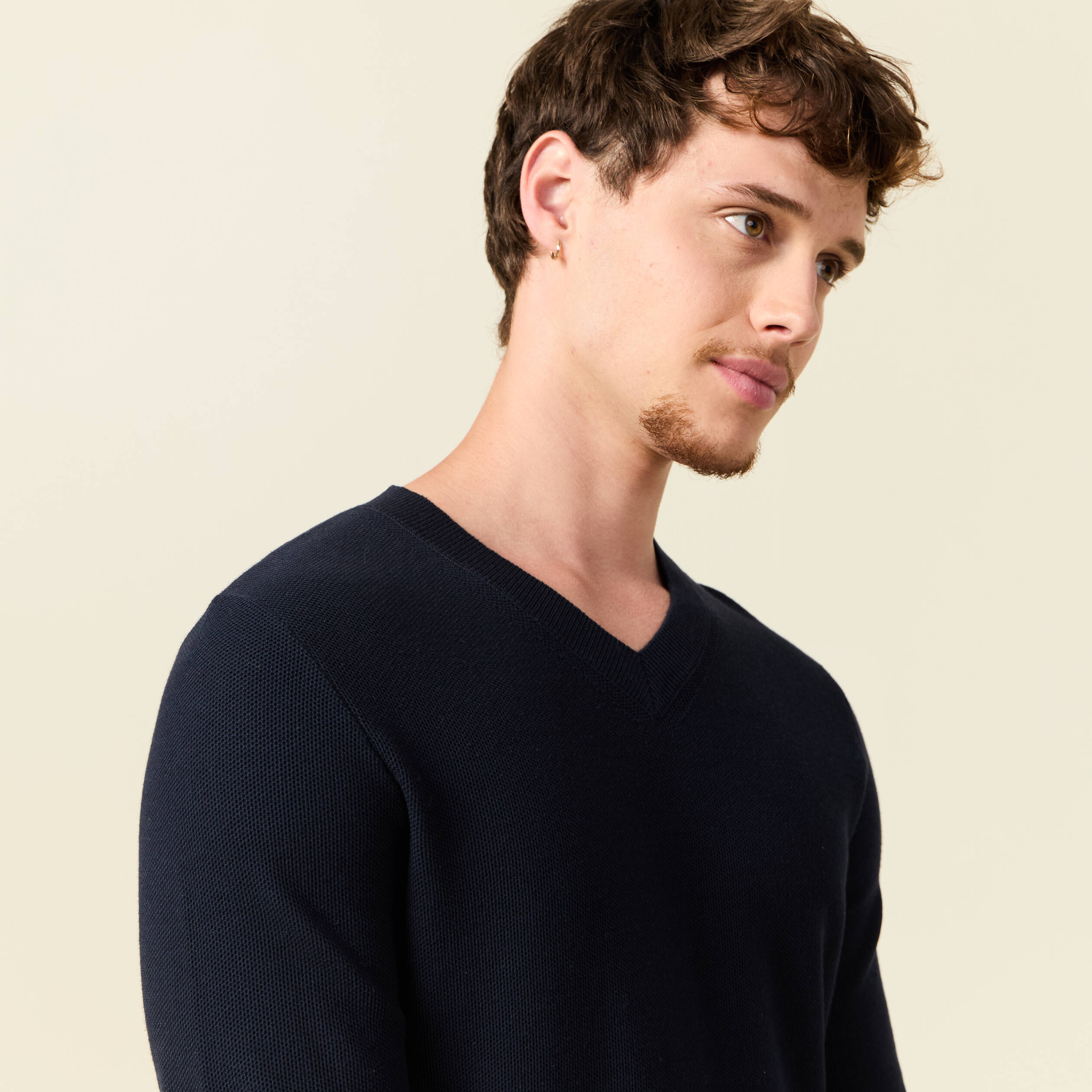 pull col v bleu marine homme Pull col V bleu marine homme