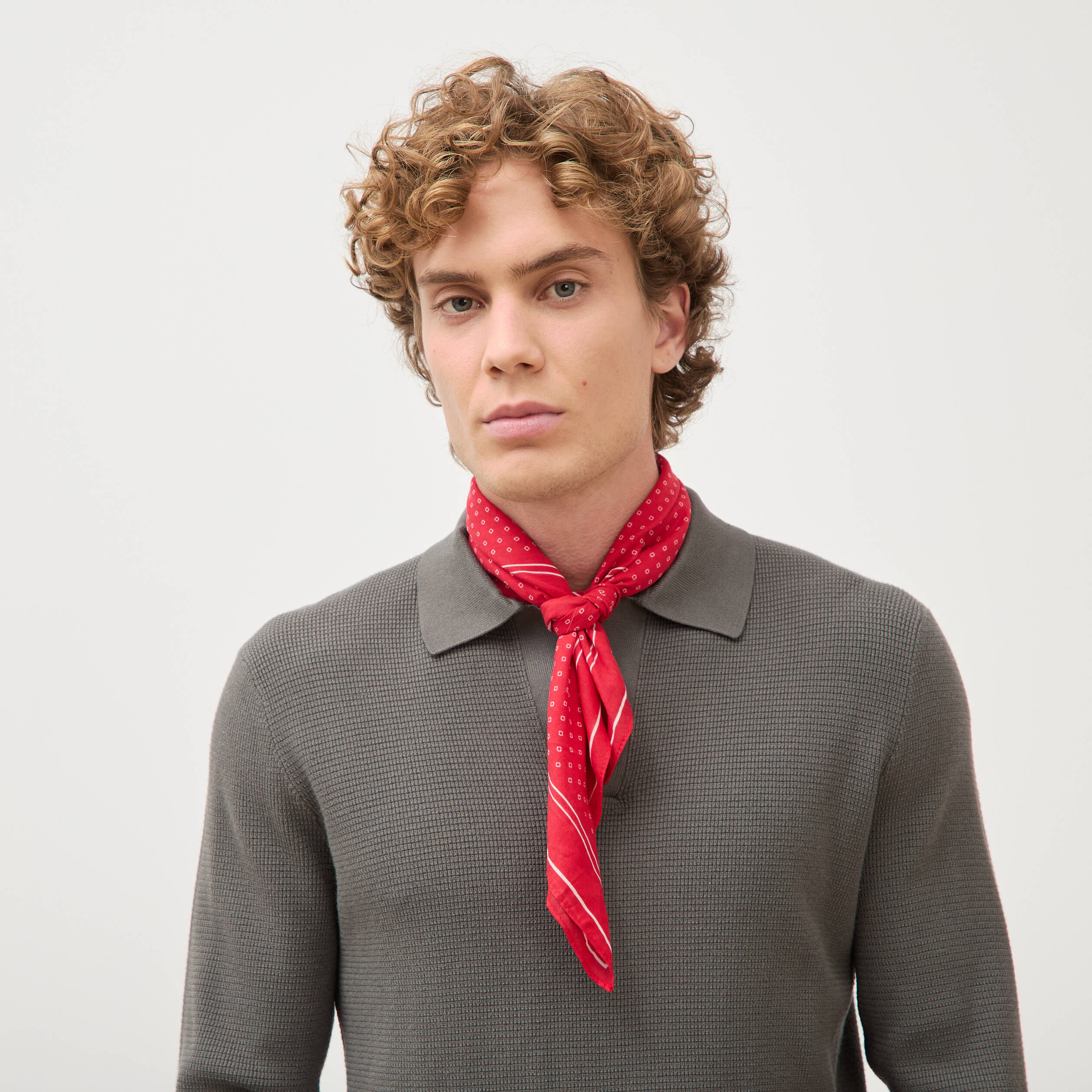 Foulard en coton rouge homme