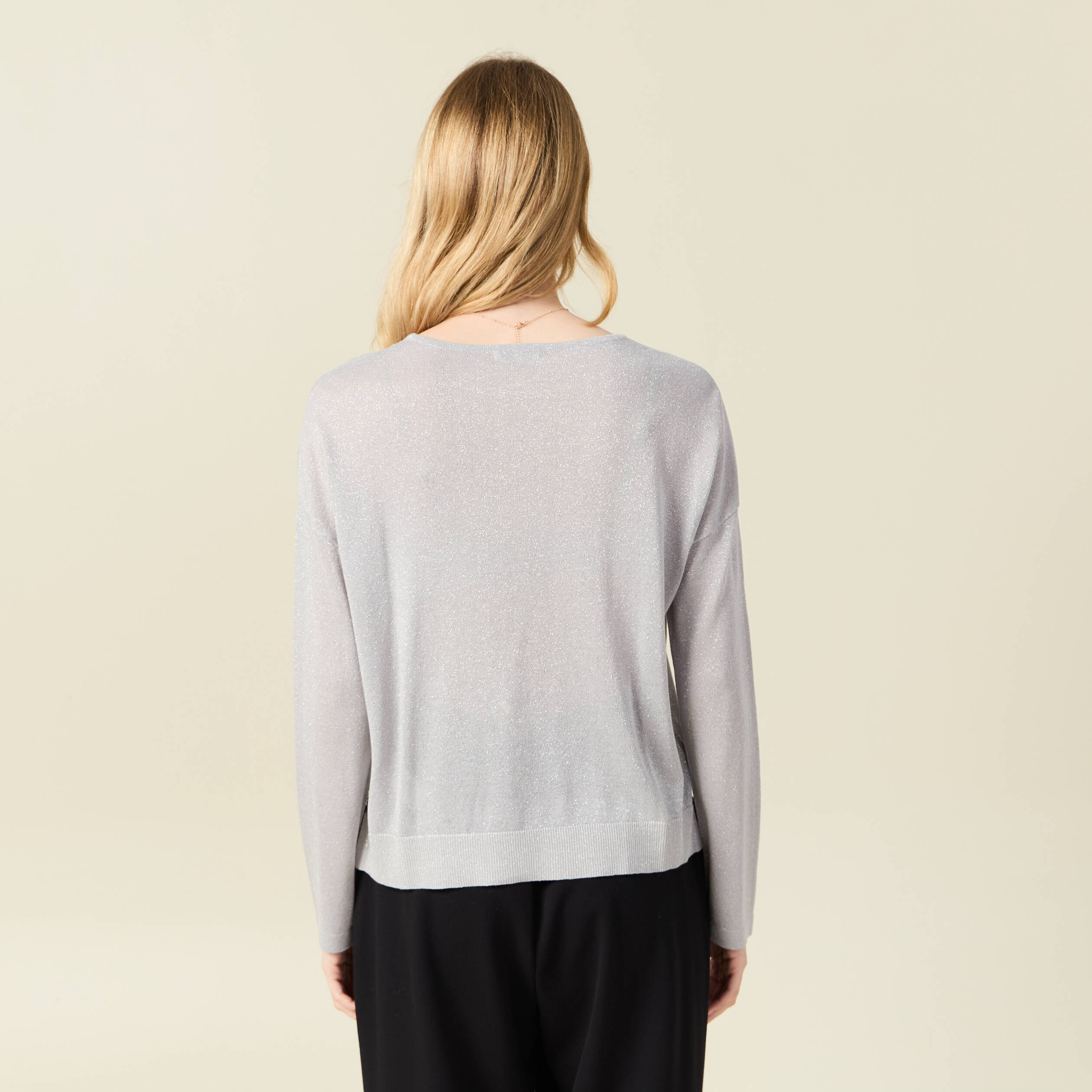 Pull manches longues gris clair femme
