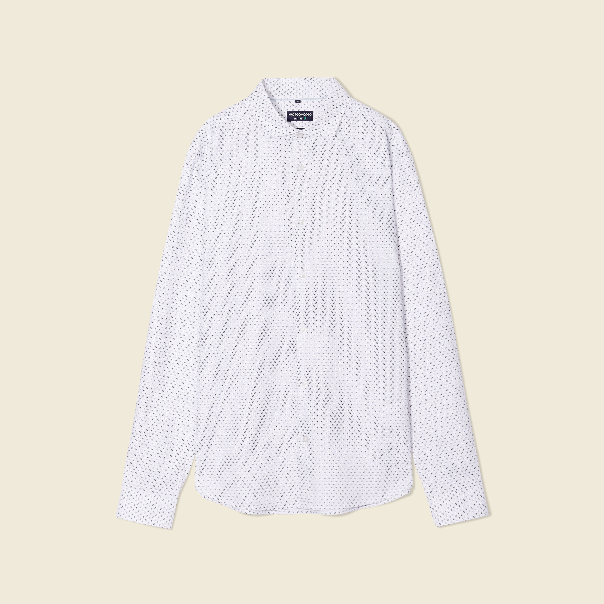 Chemise cintr&eacute;e en coton manches longues blanc homme