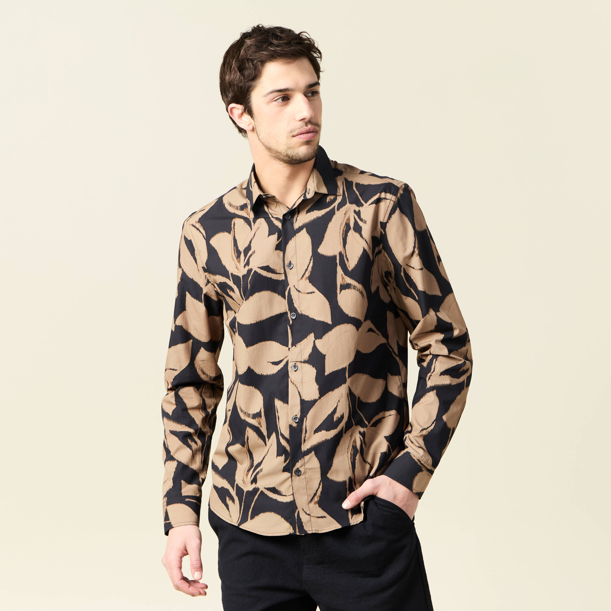 chemise manches longues marron homme Chemise manches longues marron homme