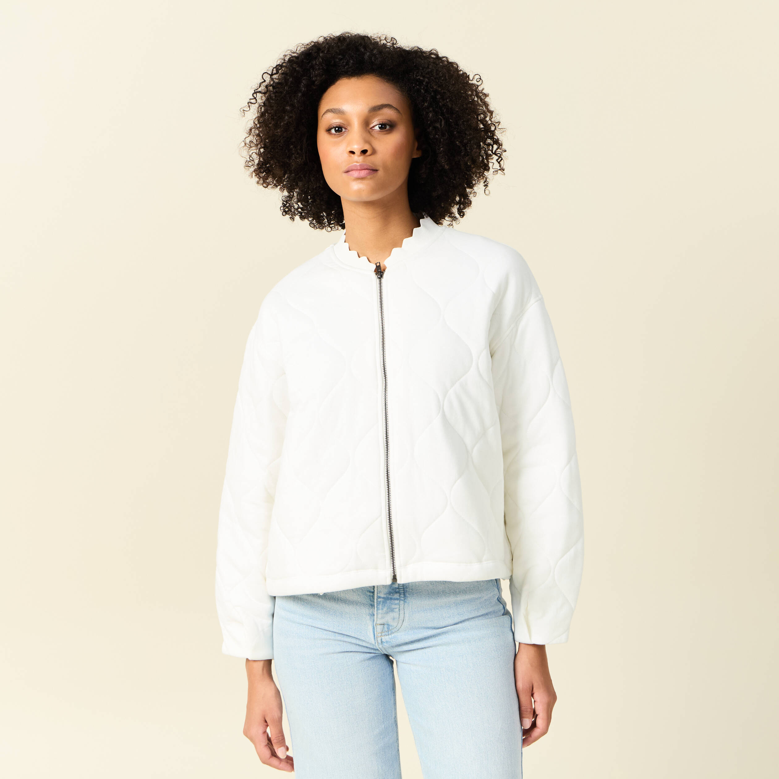 gilet matelasse ecru femme Gilet matelassé ecru femme