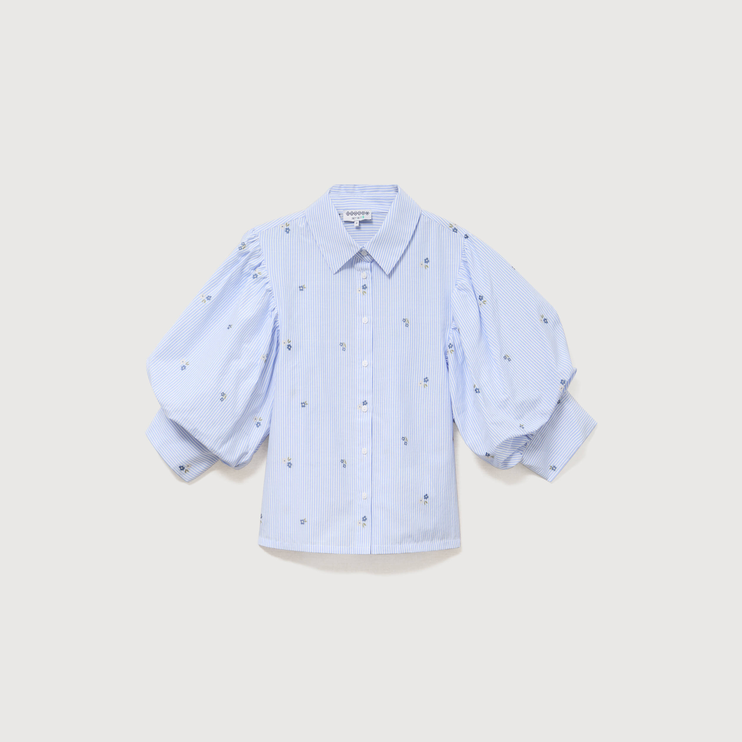 Chemise ample manches coude bleu ciel femme