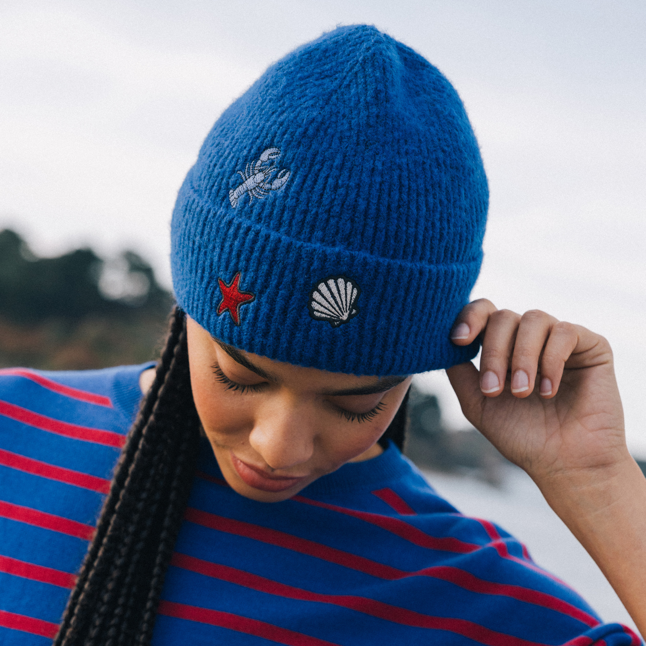 Bonnet bleu electrique femme