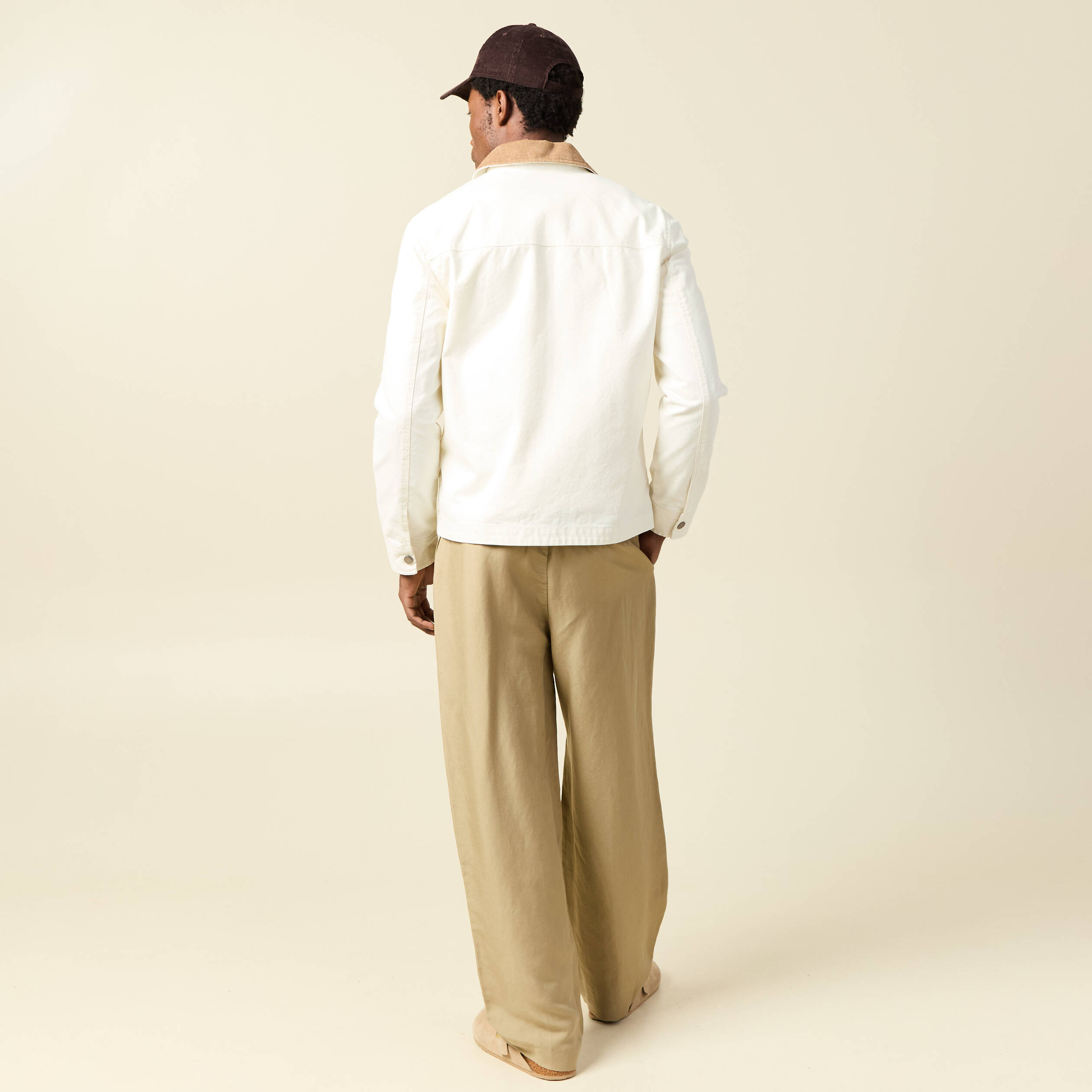 Blouson manches longues en coton ecru homme