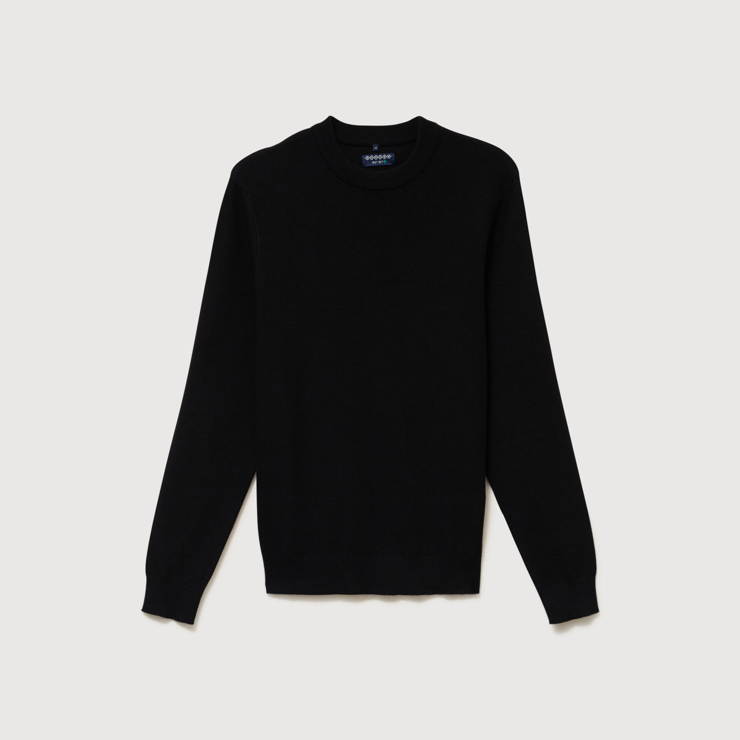 Pull manches longues col rond noir homme