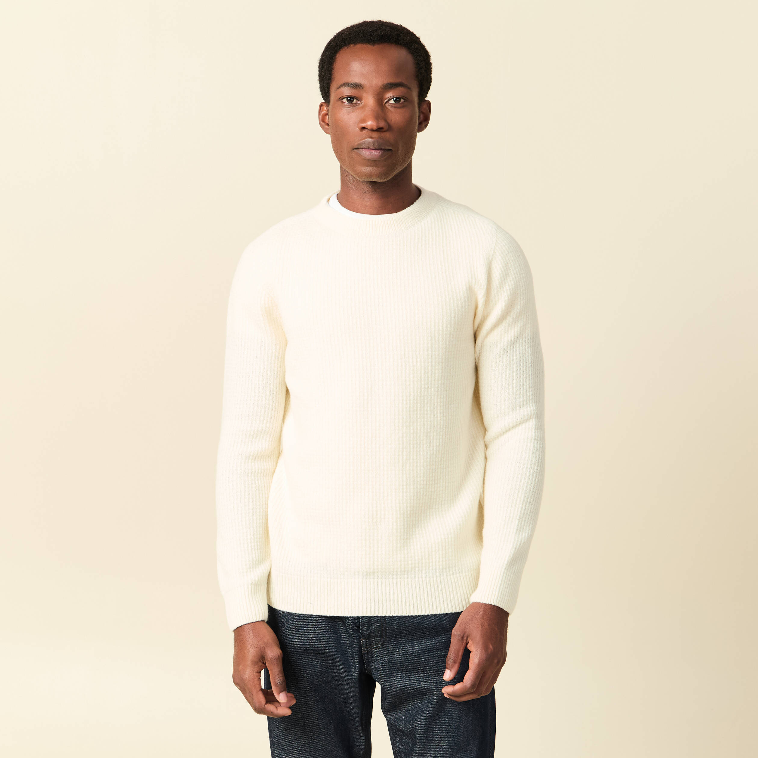 Pull manches longues fabriqu&eacute; en France ecru homme