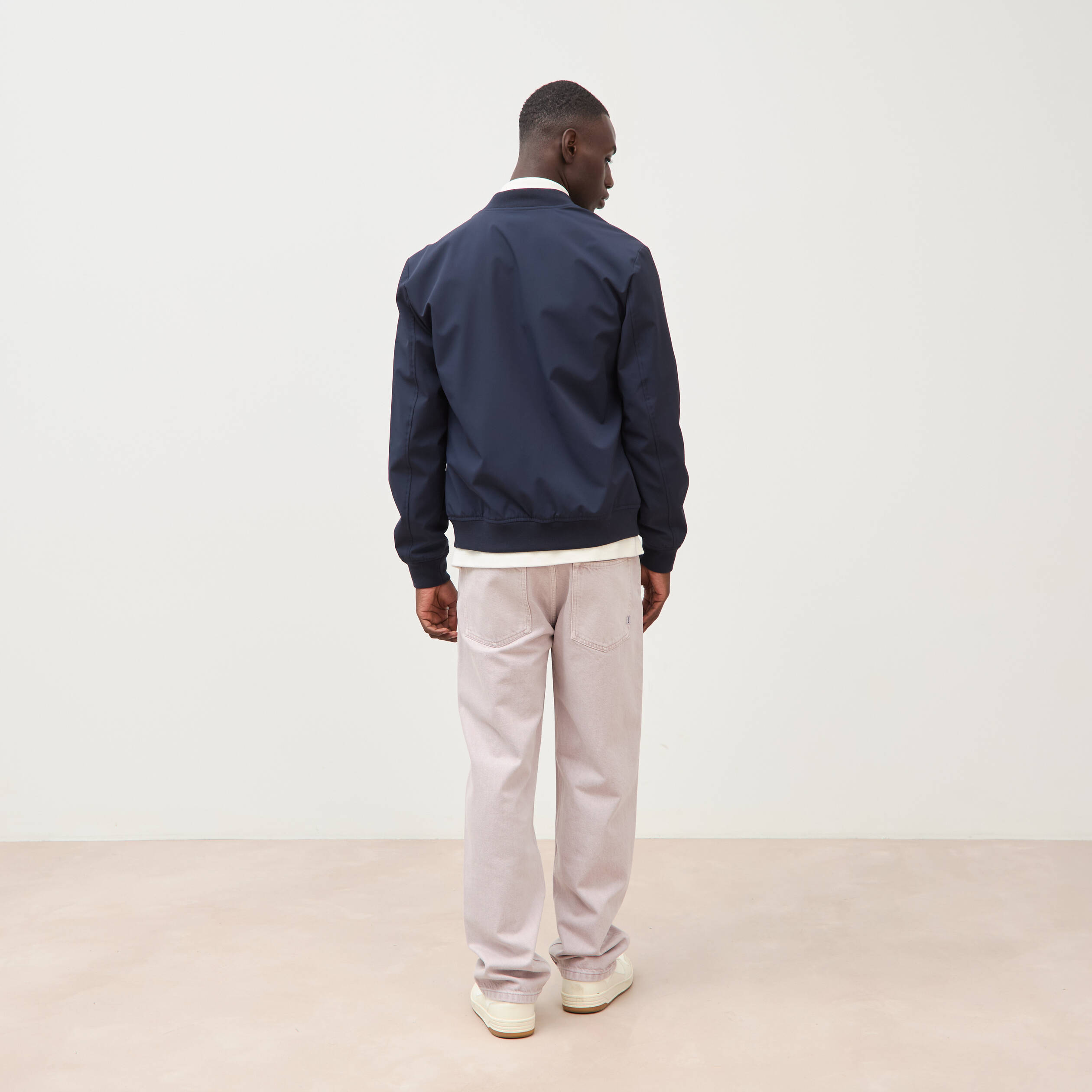 Blouson manches longues doubl&eacute; bleu marine homme
