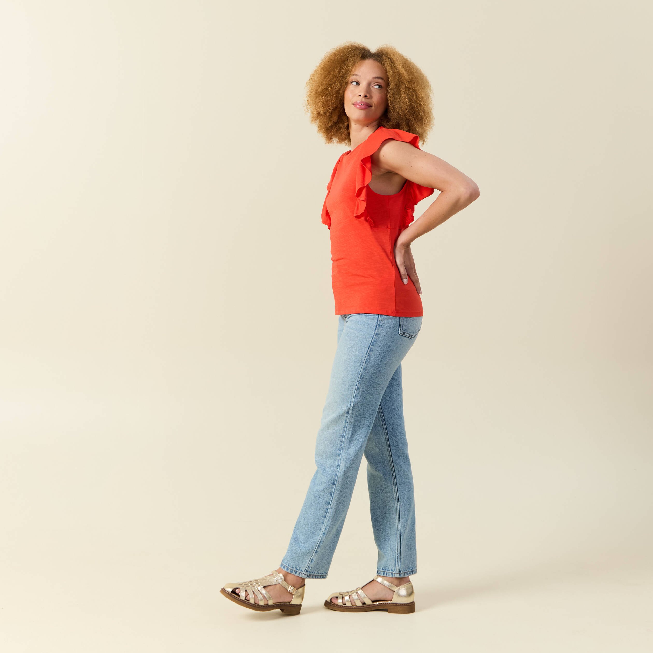 Débardeur sans manches orange foncé femme