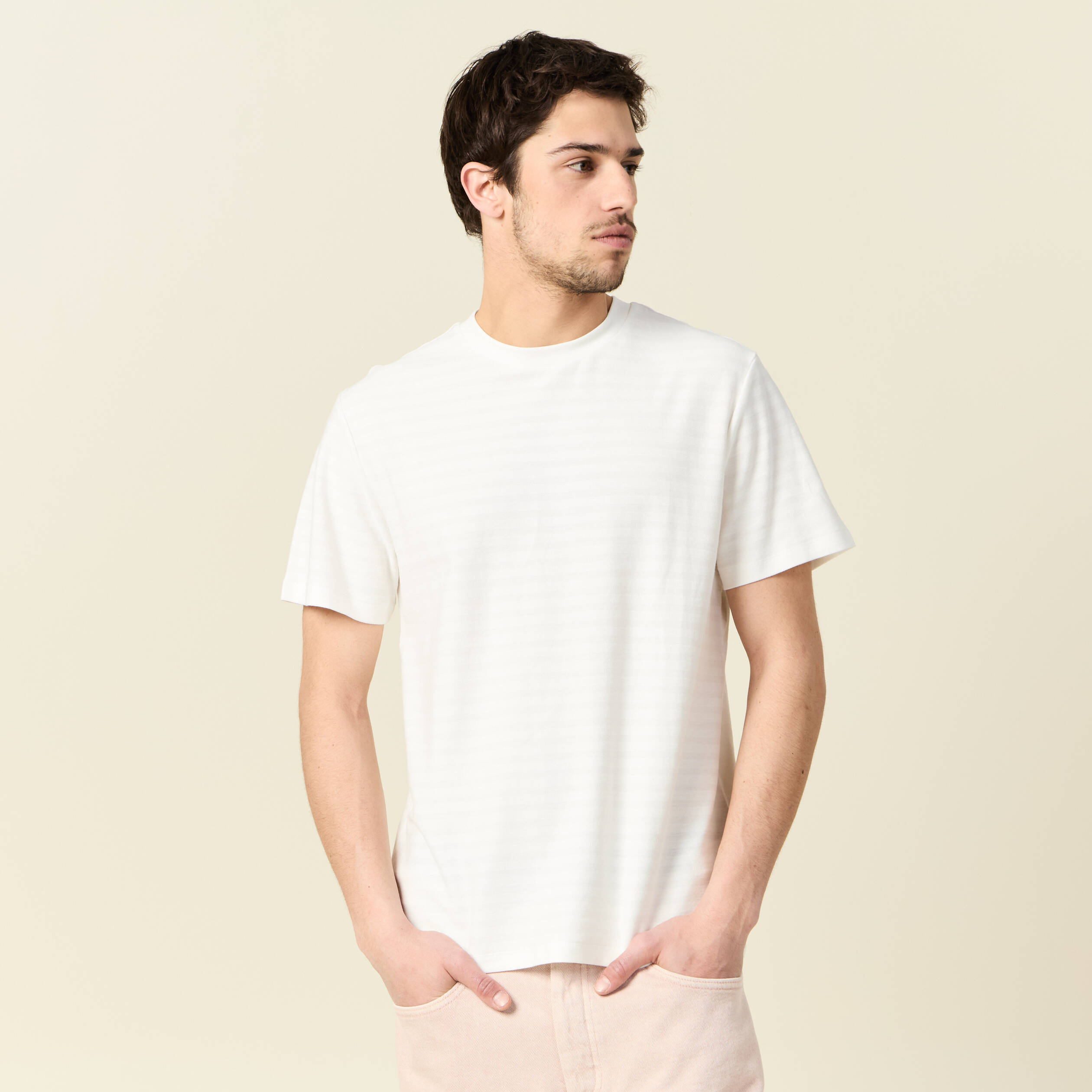 t shirt manches courtes ecru homme T-shirt manches courtes ecru homme