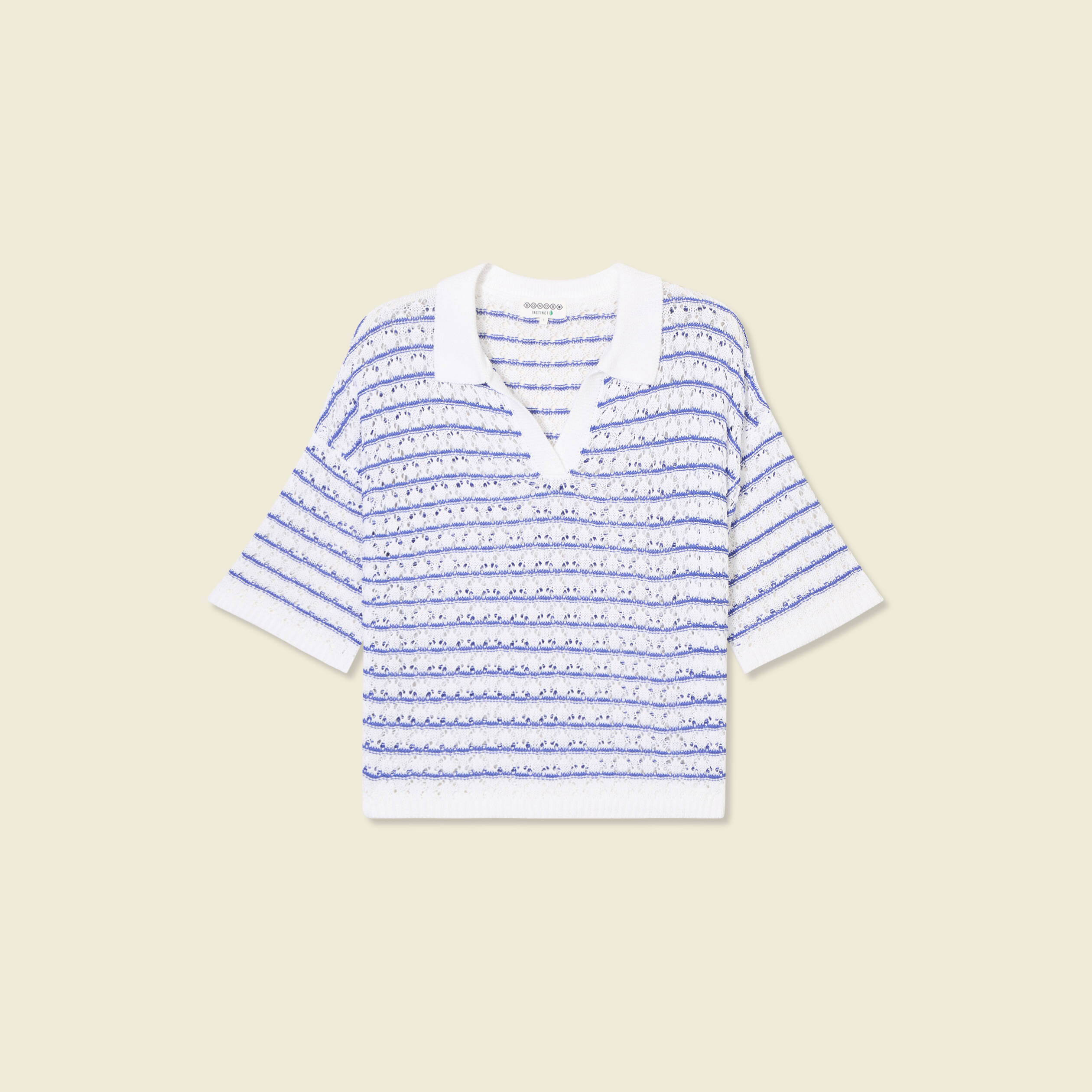 pull manches courtes col polo bleu electrique femme Pull manches courtes col polo bleu electrique femme