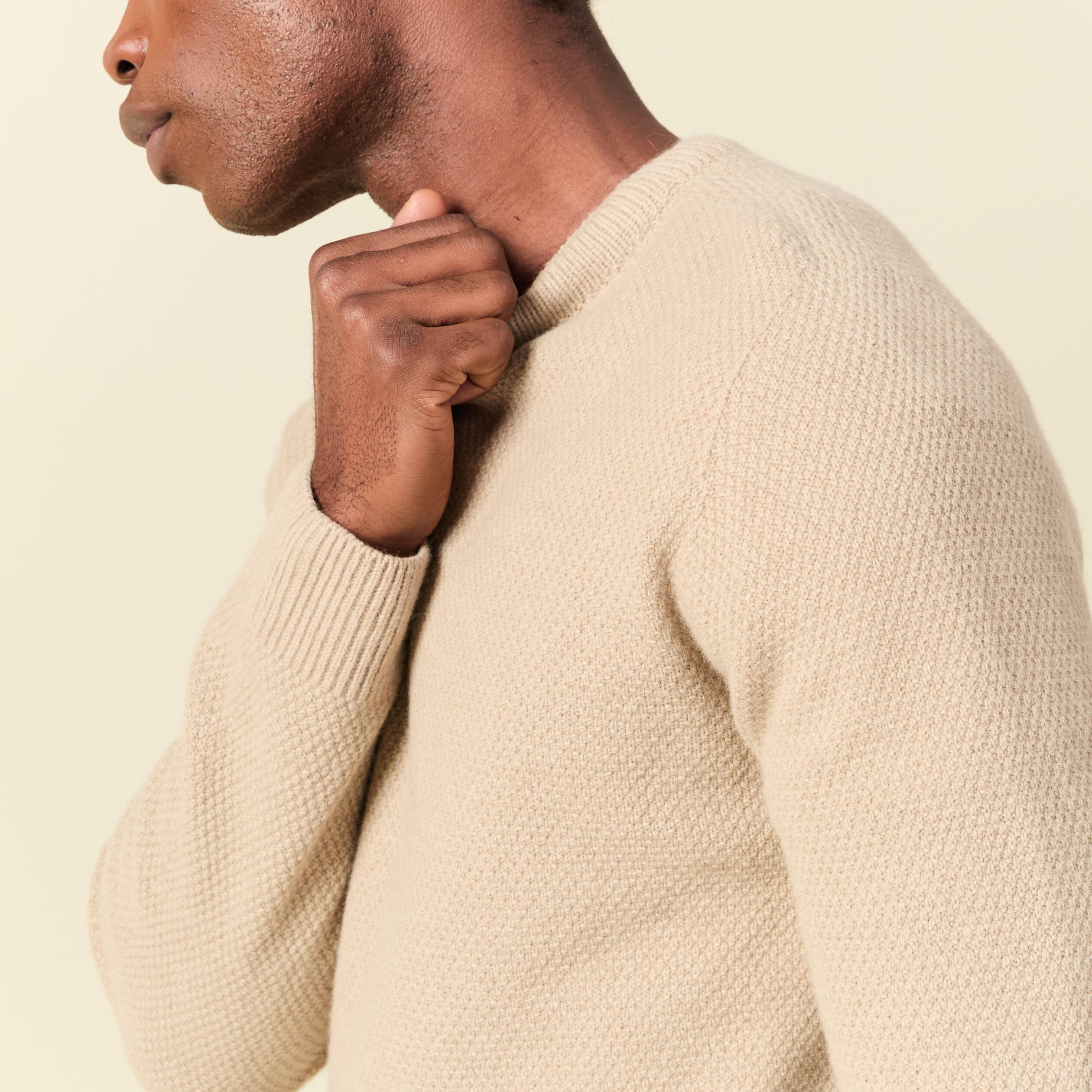 Pull manches longues fabriqu&eacute; en France sable homme
