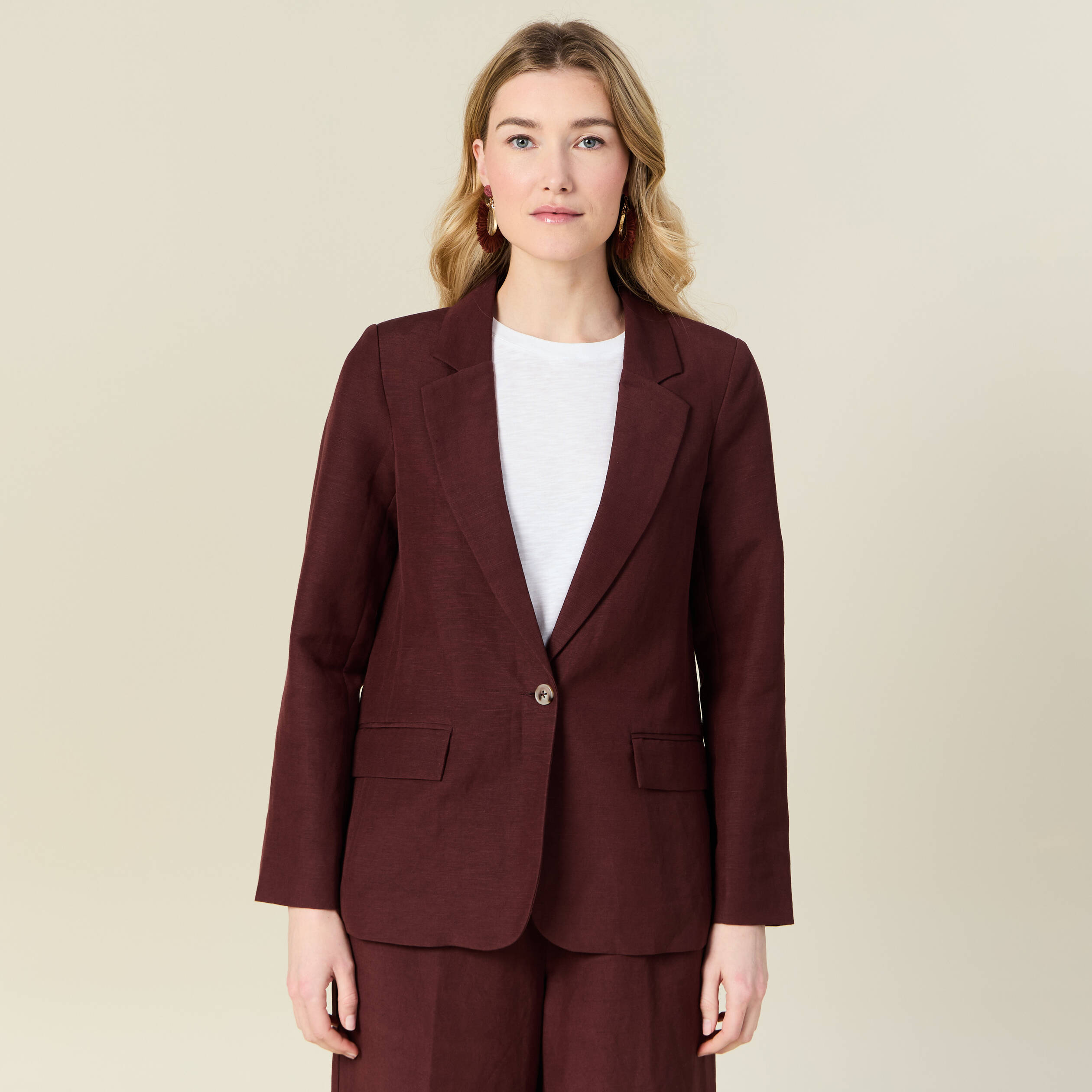 veste blazer manches longues bordeaux femme Veste blazer manches longues bordeaux femme