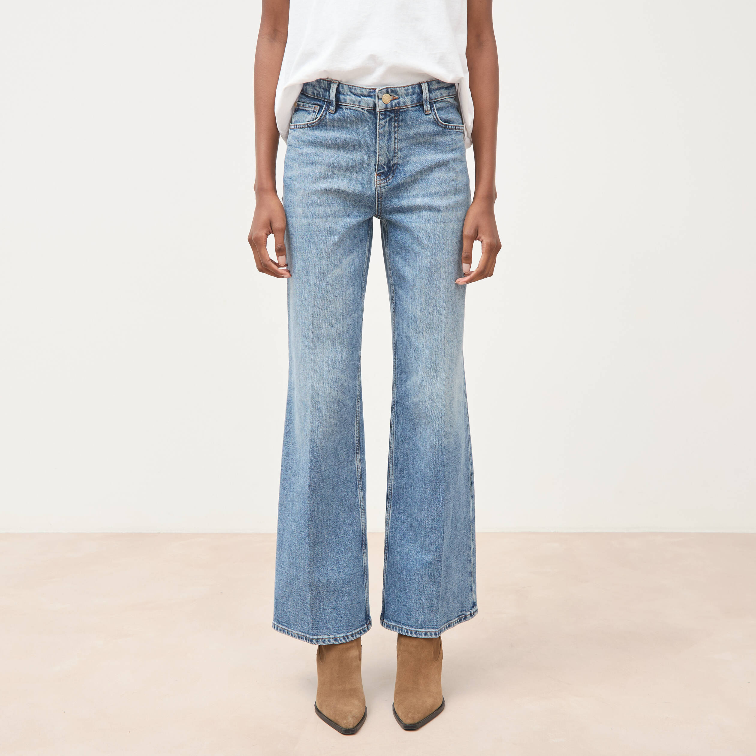 Jeans bootcut taille standard denim stone femme