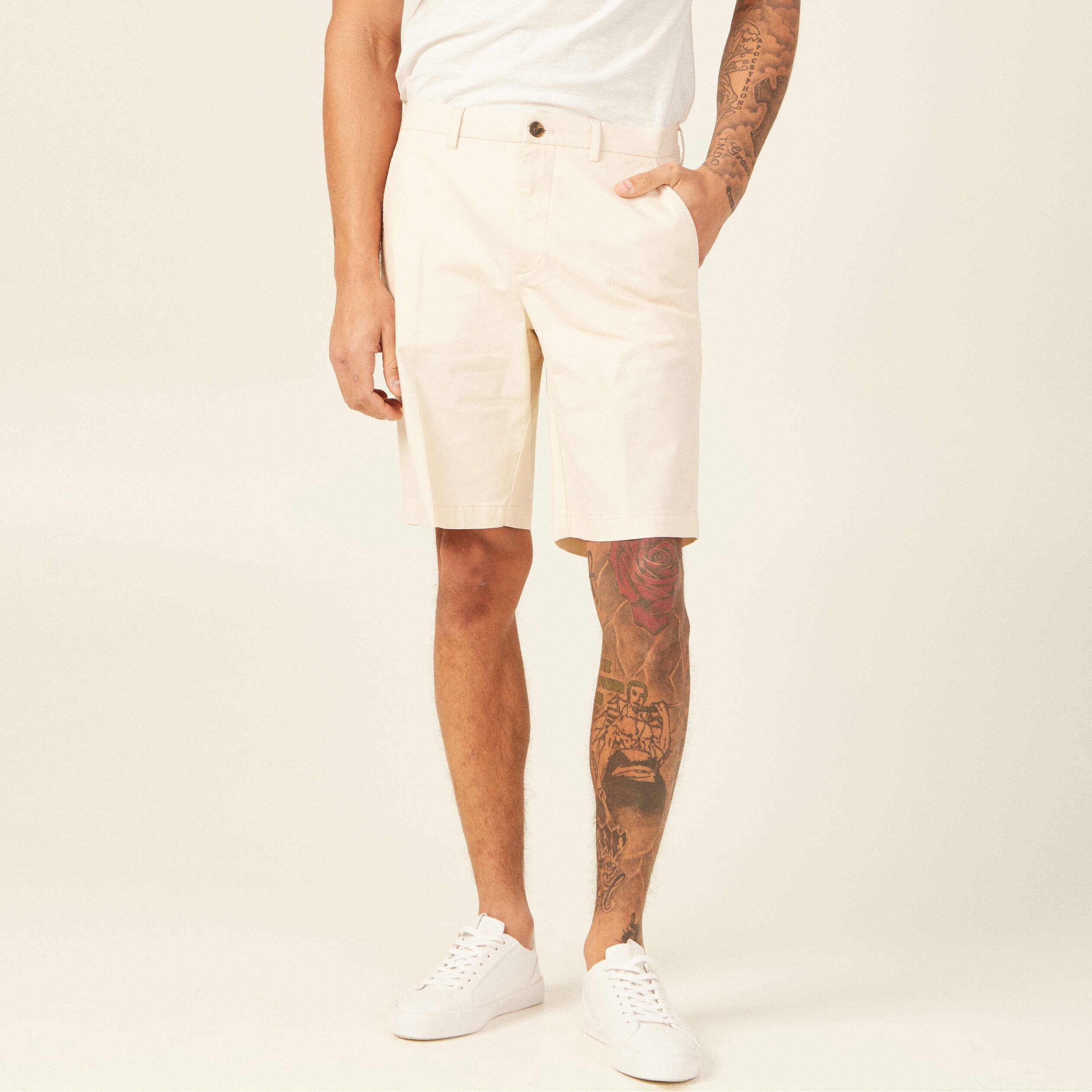 bermuda droit eco responsable ecru homme Bermuda droit éco-responsable ecru homme