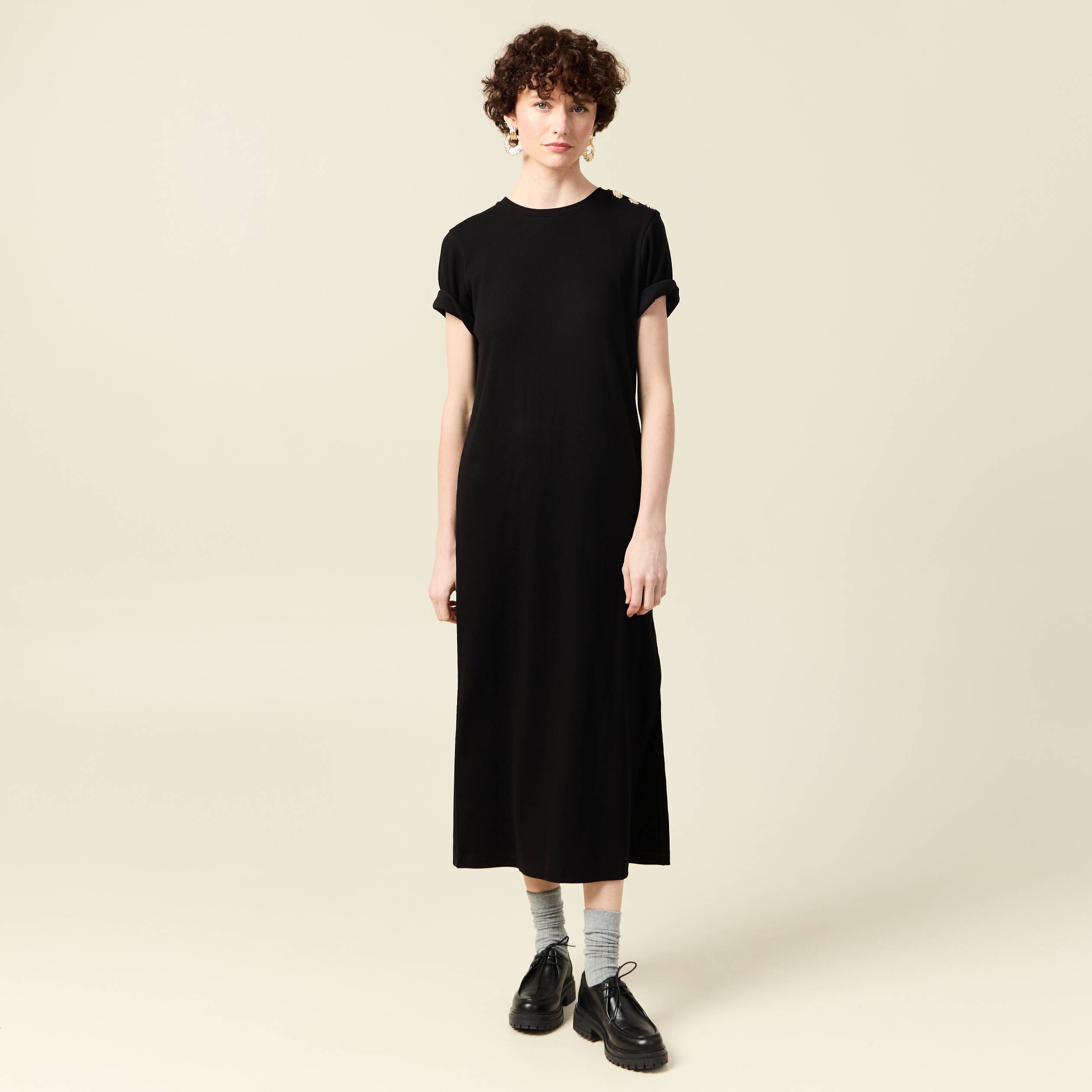 Robe longue droite noir femme