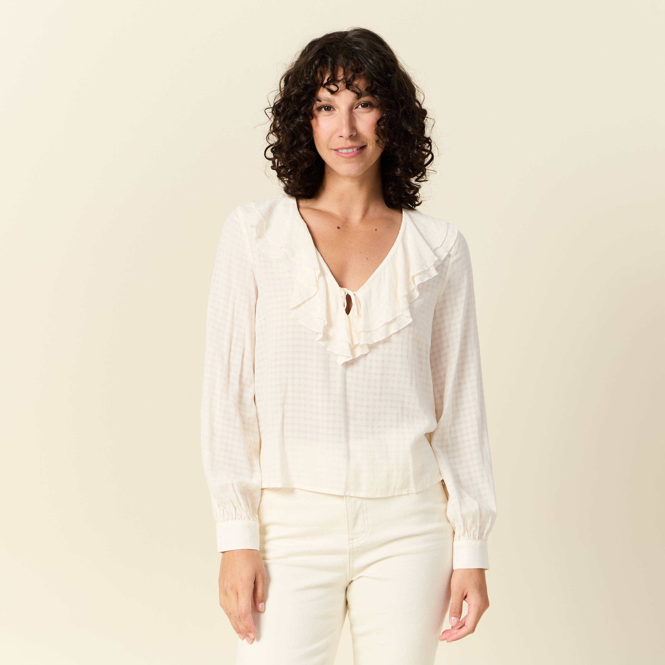 blouse manches longues creme femme Blouse manches longues creme femme